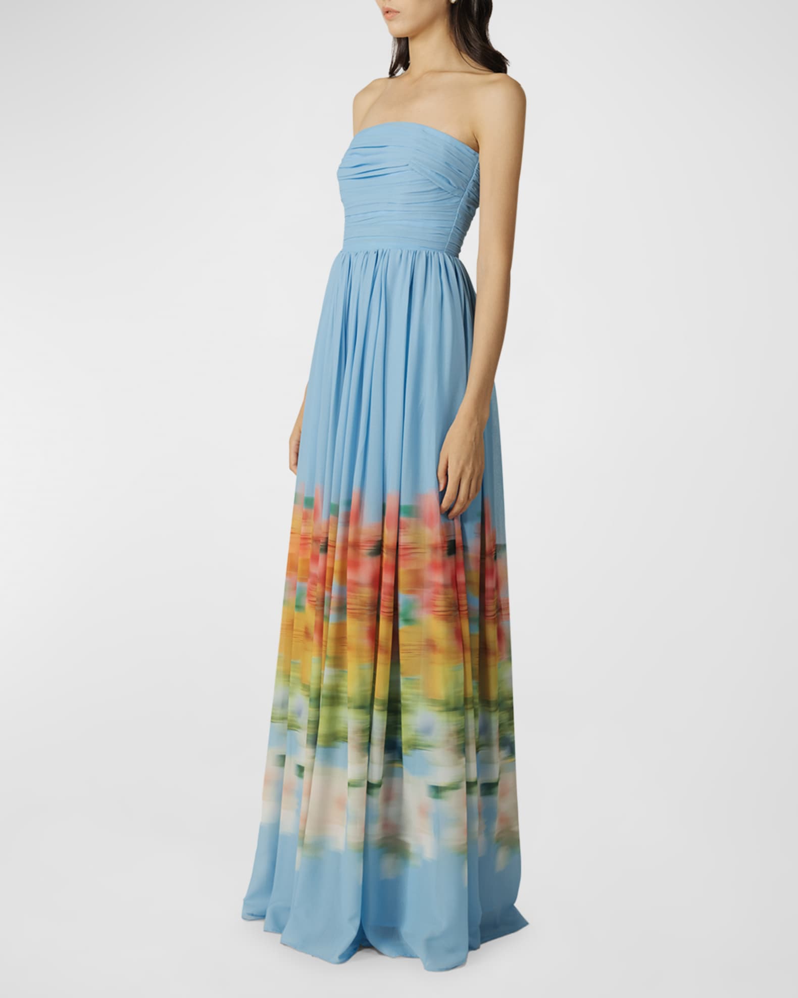 Sau Lee Camille Strapless Abstact-Print Maxi Dress | Neiman Marcus