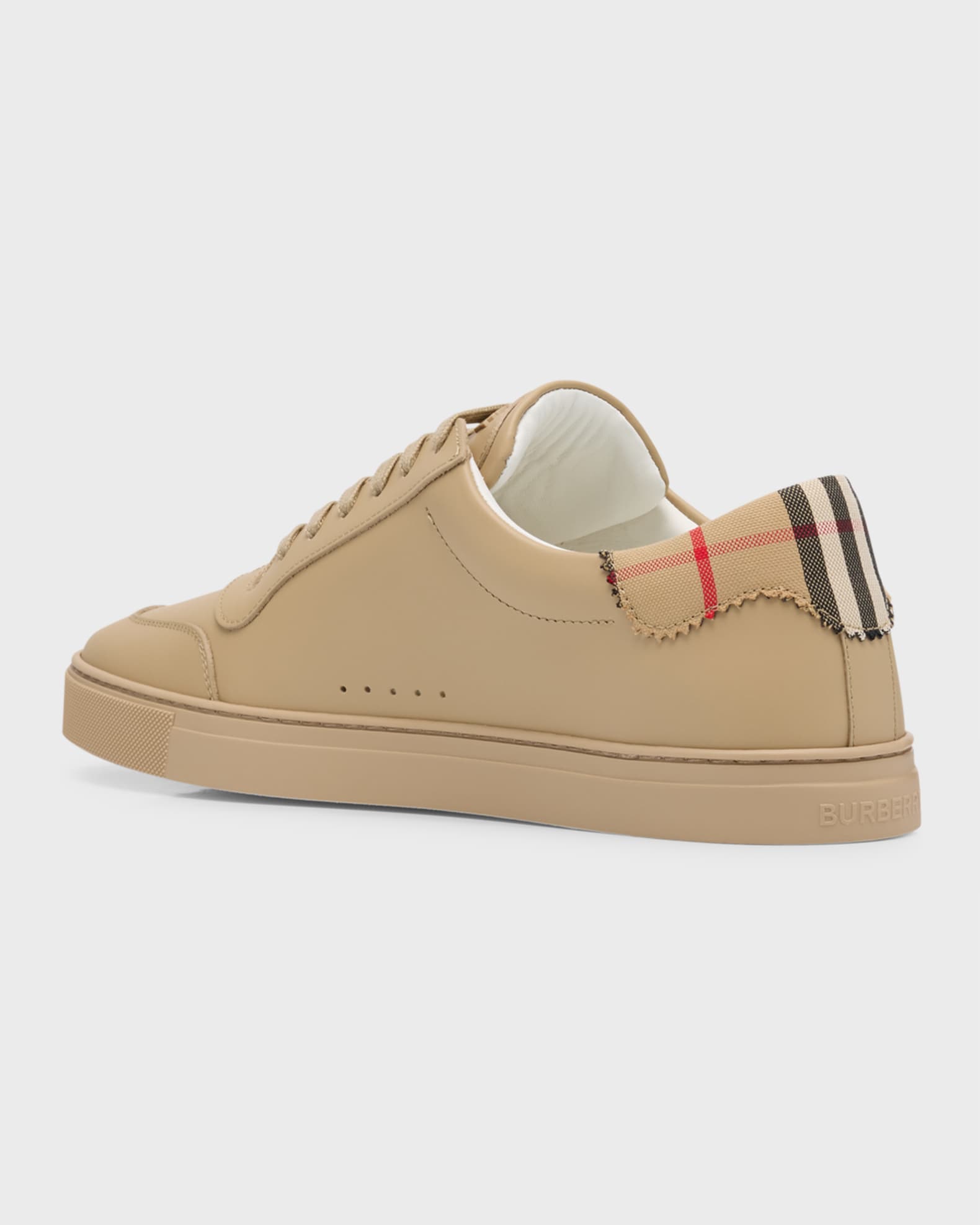 Burberry Men s Leather and Check Cotton Low Top Sneakers Neiman Marcus