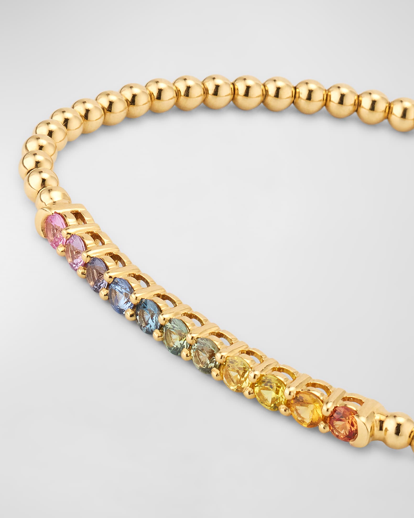 Lisa Nik Rainbow 18K Yellow Gold Sapphire Stretch Bracelet Neiman Marcus