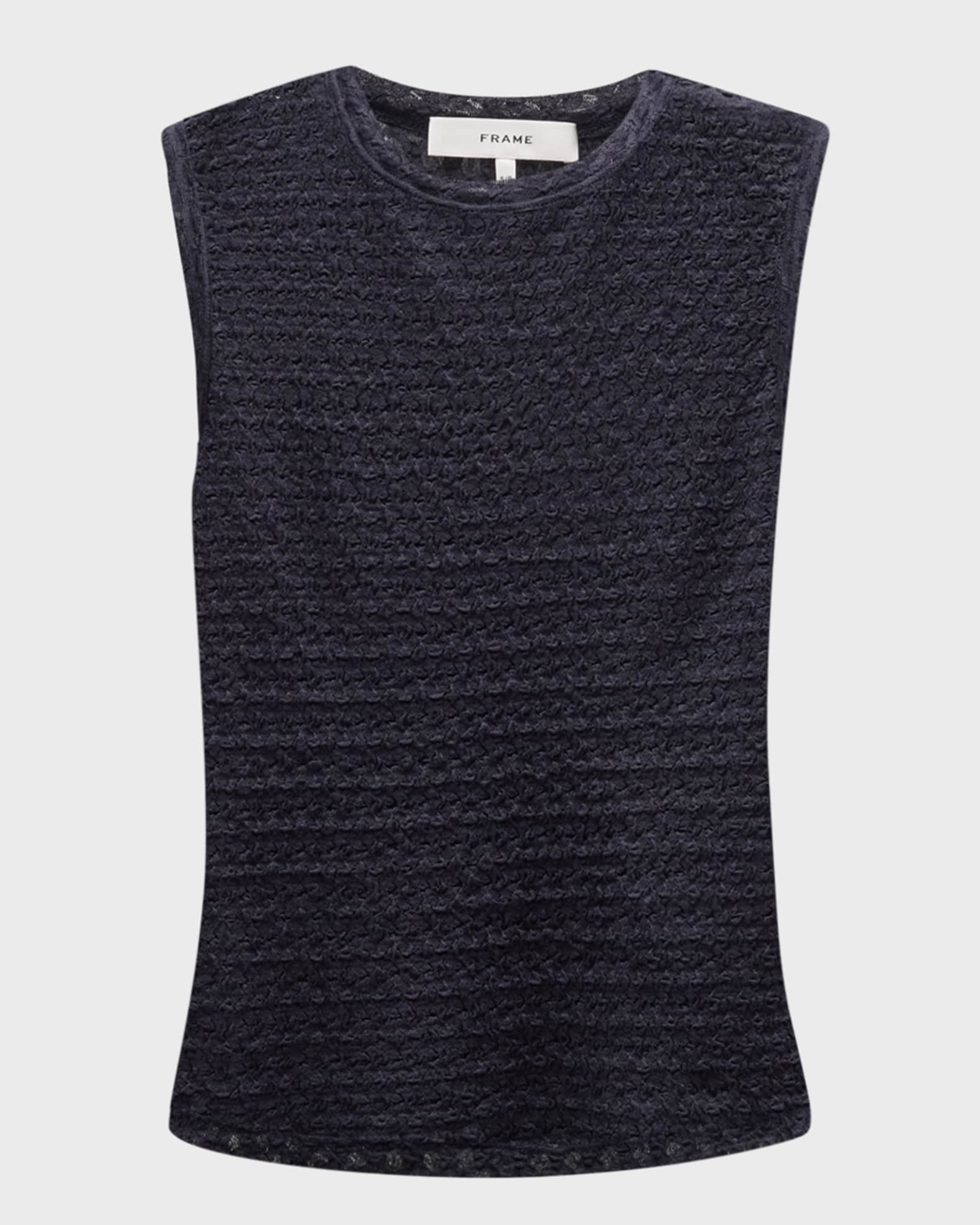 FRAME Sleeveless Mesh-Lace Top