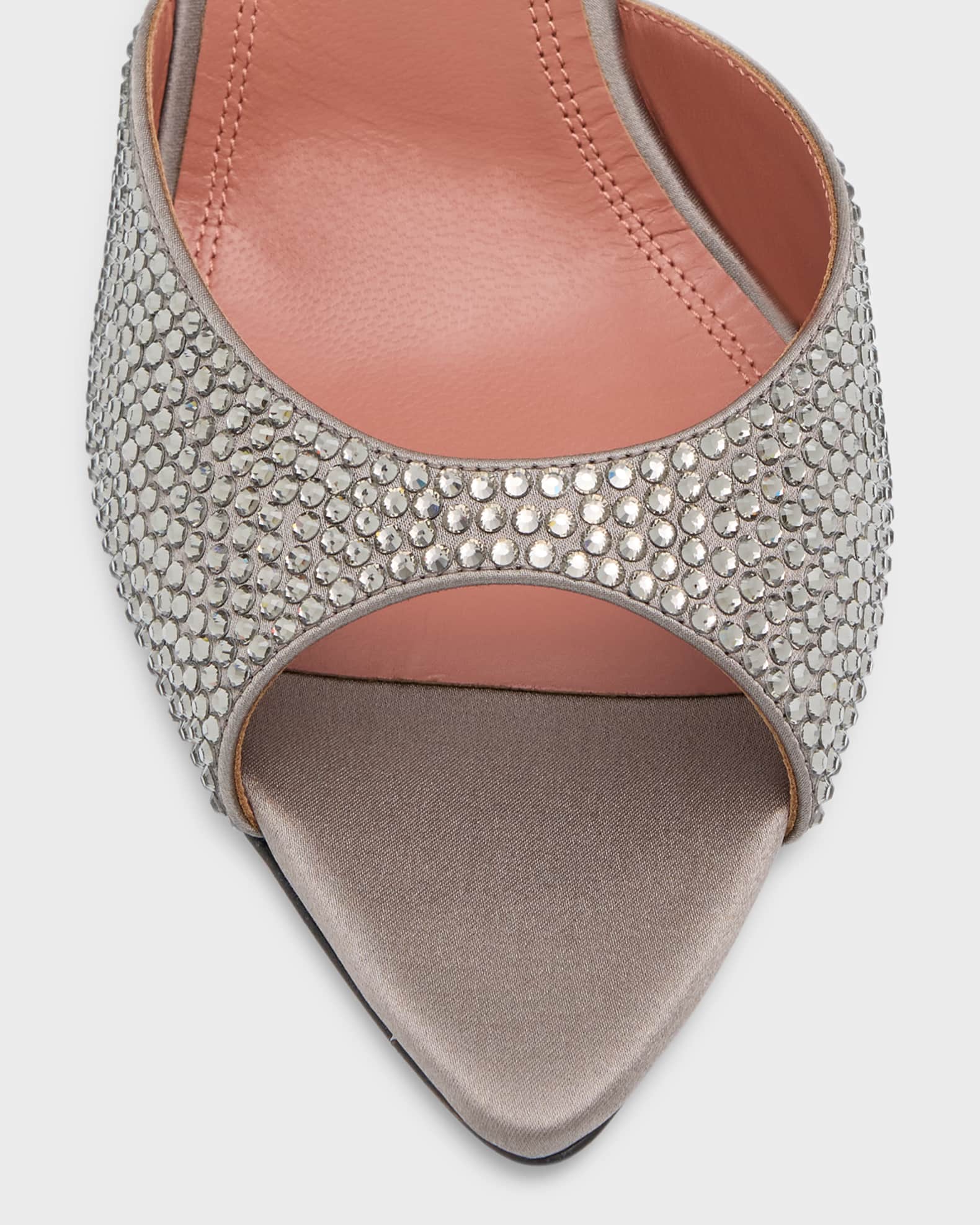 サンダル・ミュール Crystal-Embellished Caroline Mules AMINA MUADDI Caroline crystal-embellished satin mules | NET