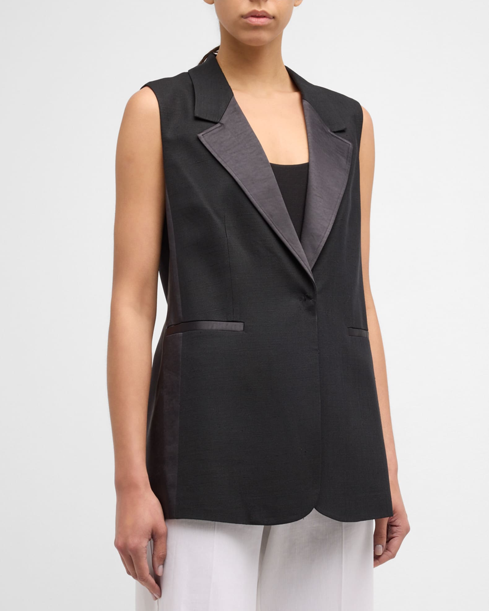 Kobi Halperin Helena Mixed Media Snap-Front Vest