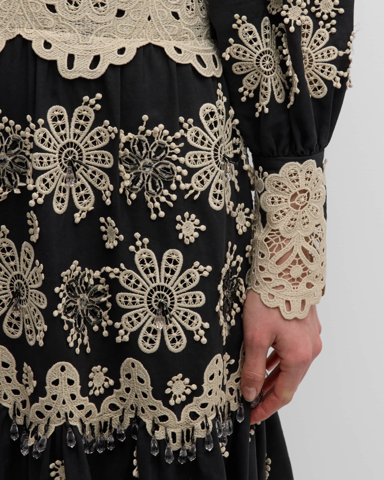 Kobi Halperin Matilda Beaded Floral-Embroidered Midi Dress | Neiman Marcus