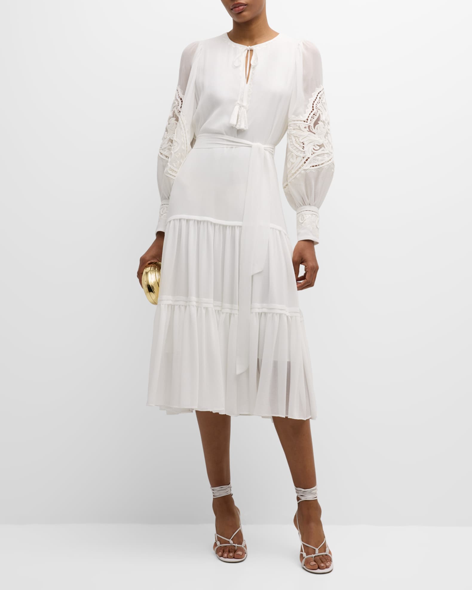 Kobi Halperin Mira Tiered Eyelet Embroidered Midi Dress Neiman Marcus