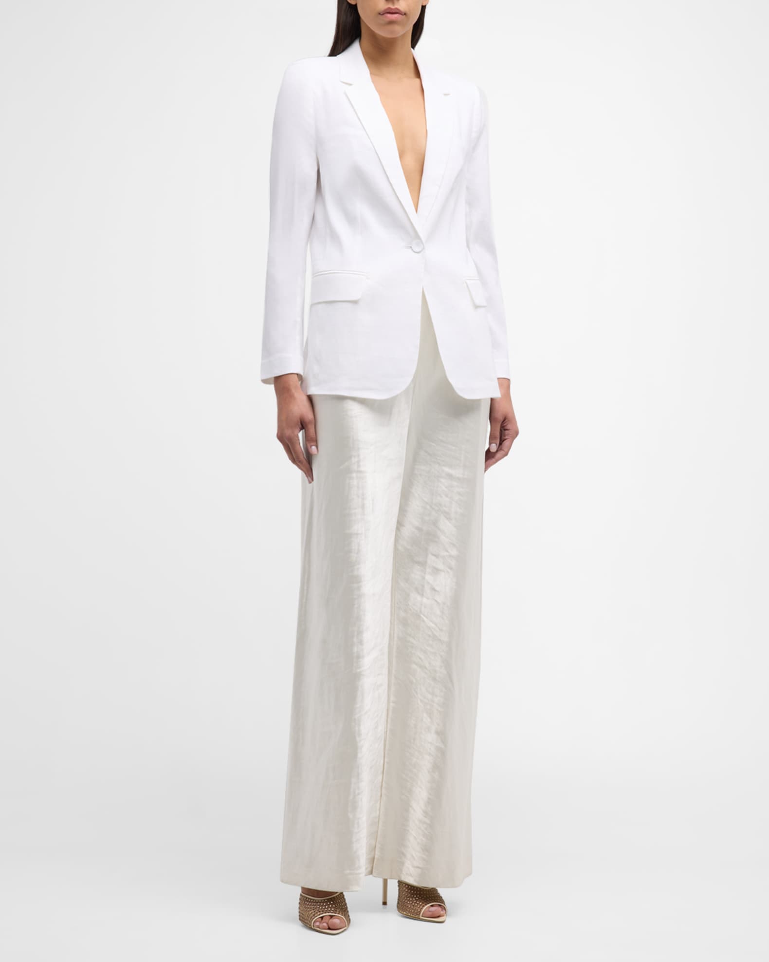 Bria Viscose Linen Cutaway Blazer Jacket 1