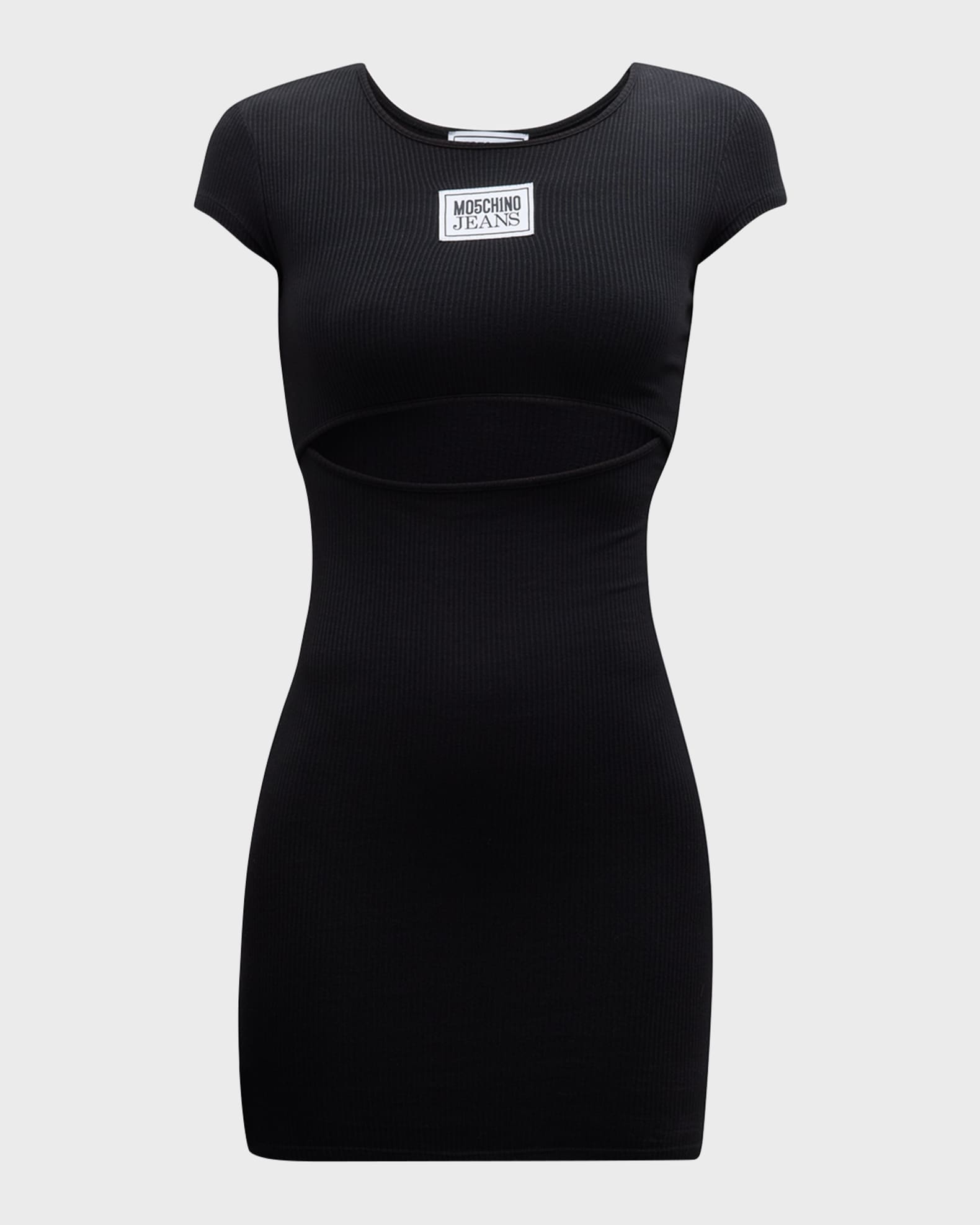 Logo Patch Cut Out Ribbed T Shirt Dress
