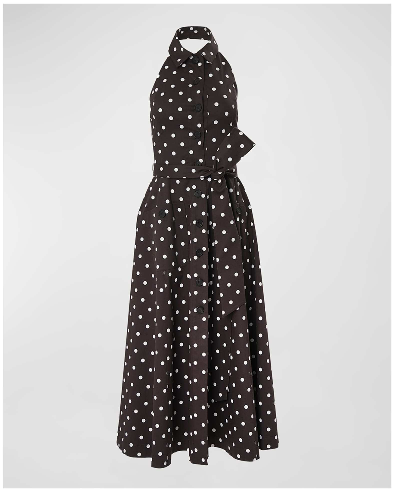 Carolina Herrera Polka-Dot Shirtdress with Tie Belt