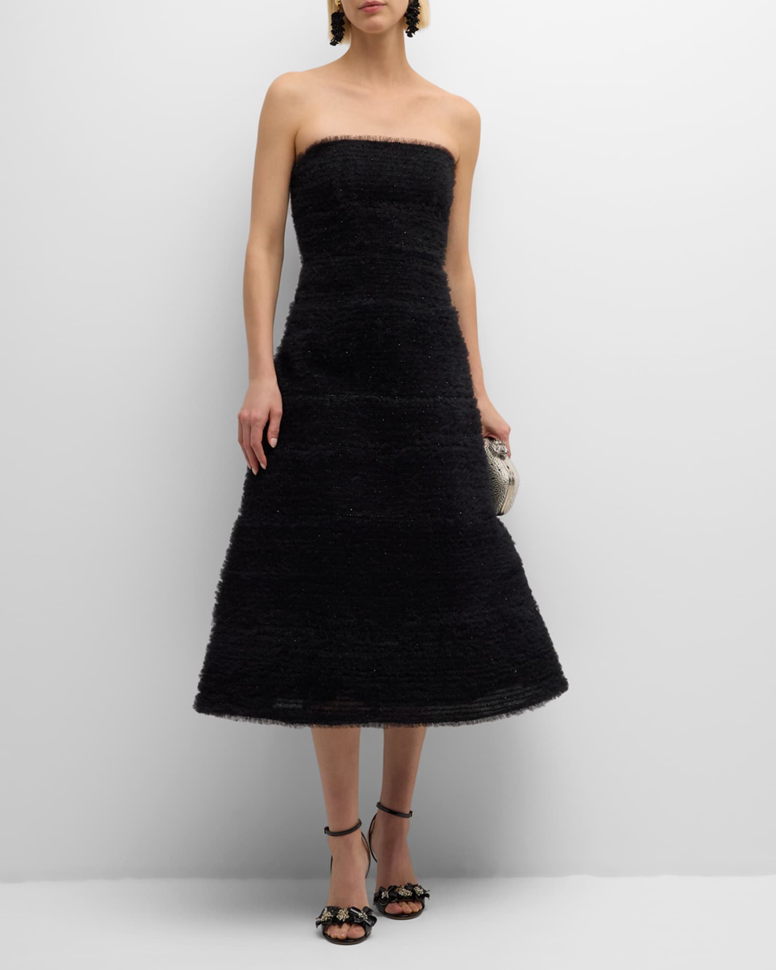 Carolina Herrera Embellished Tulle Strapless Fit-&-Flare Dress