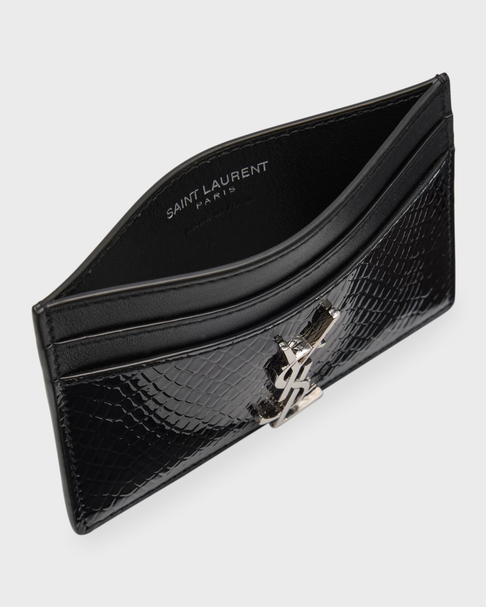 全商品オープニング価格！ Saint Laurent YSL Python-Embossed Leather Card Holder 小物