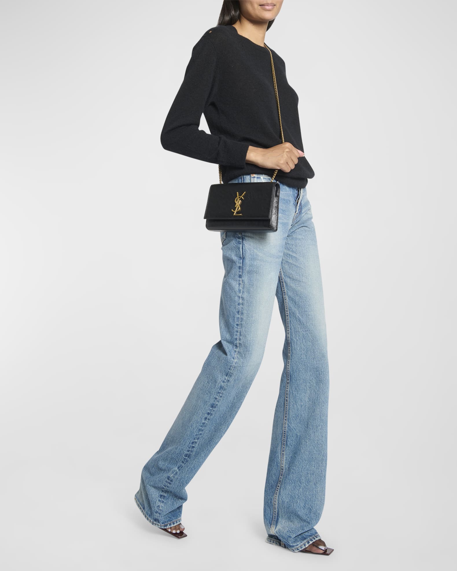 Saint Laurent Kate Small YSL Leather Crossbody Bag | Neiman Marcus