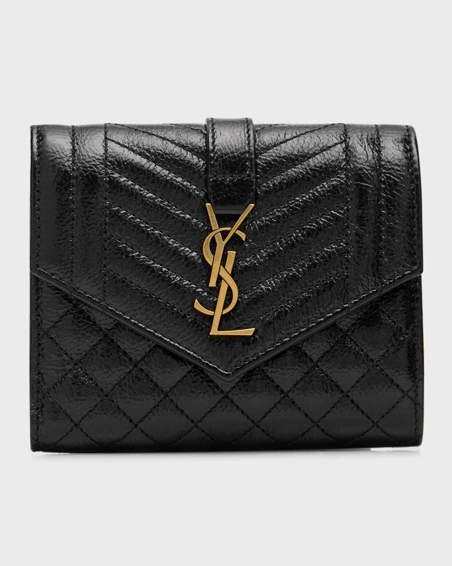 Saint Laurent YSL Trifold Quilted Leather Wallet Neiman Marcus