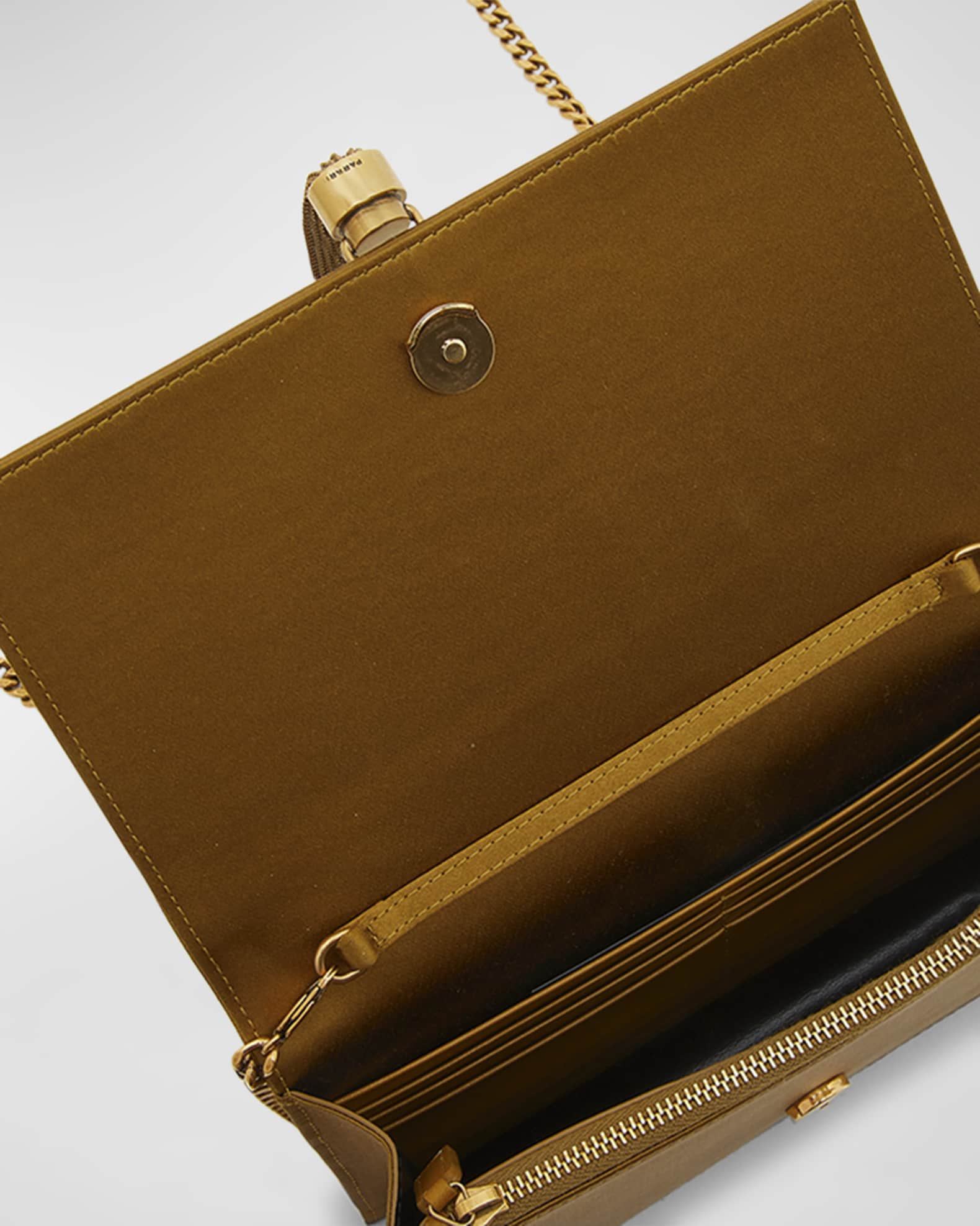 Saint Laurent Kate Tassel YSL Satin Wallet on Chain Neiman Marcus