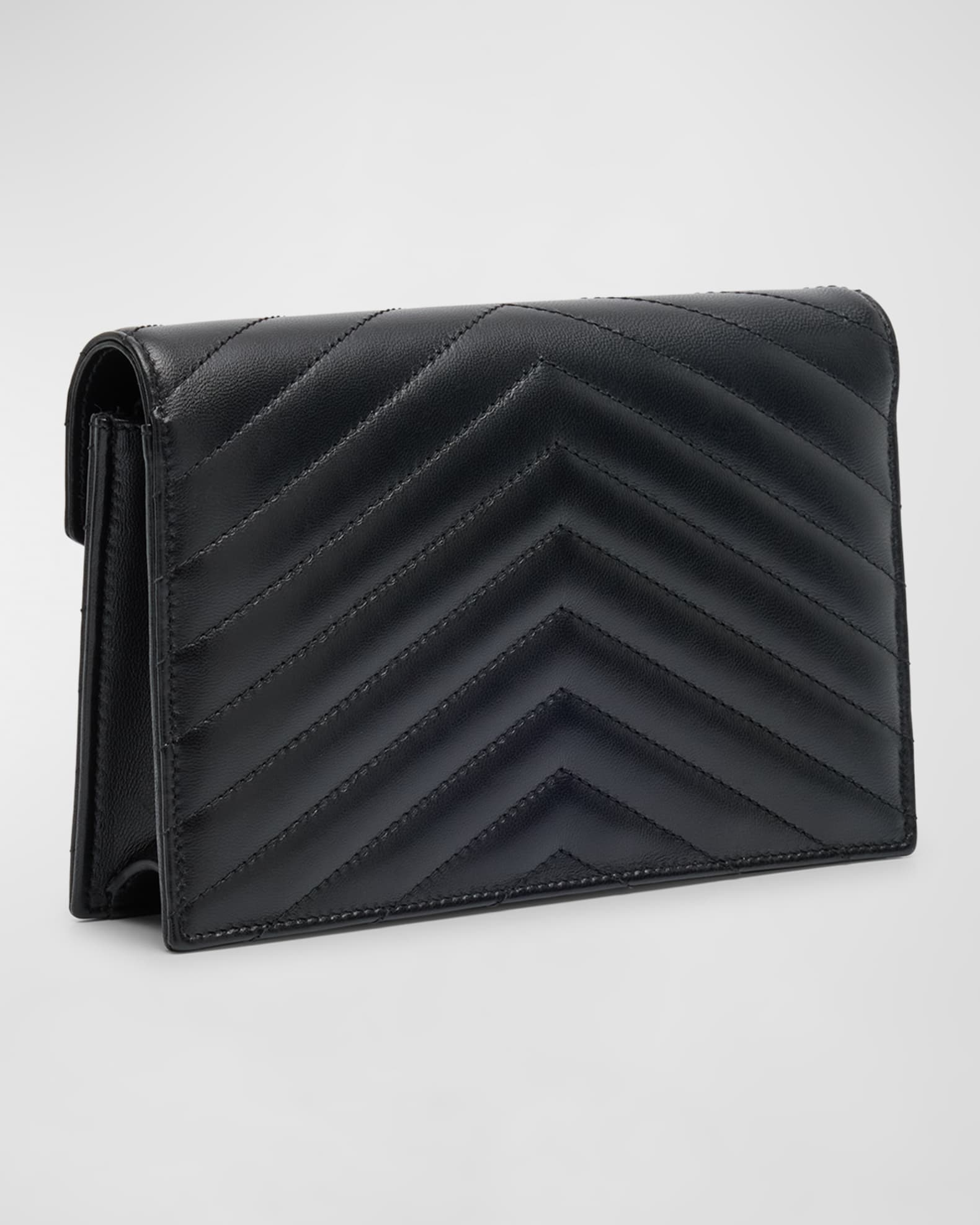 Saint Laurent Small YSL Wallet on Chain in Quilted Leather