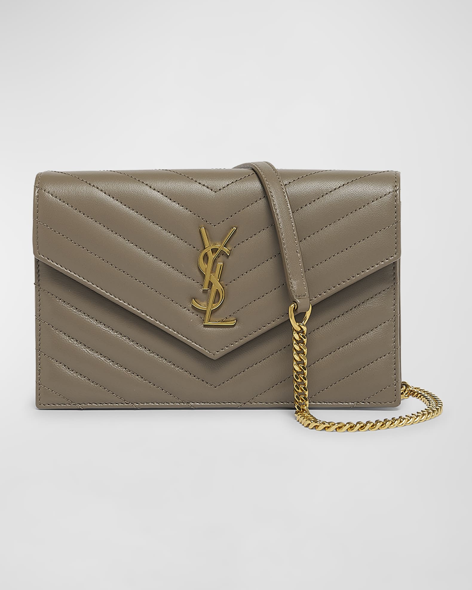 Small YSL Wallet on Chain in Quilted Leather