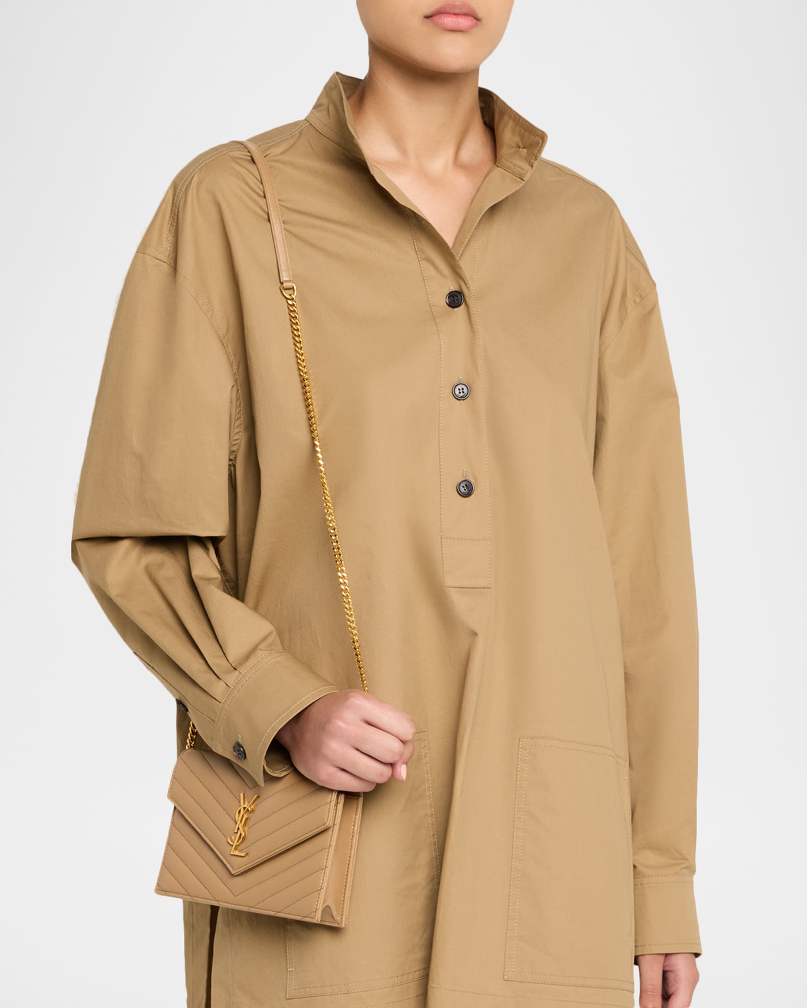 Small YSL Wallet on Chain in Quilted Leather 