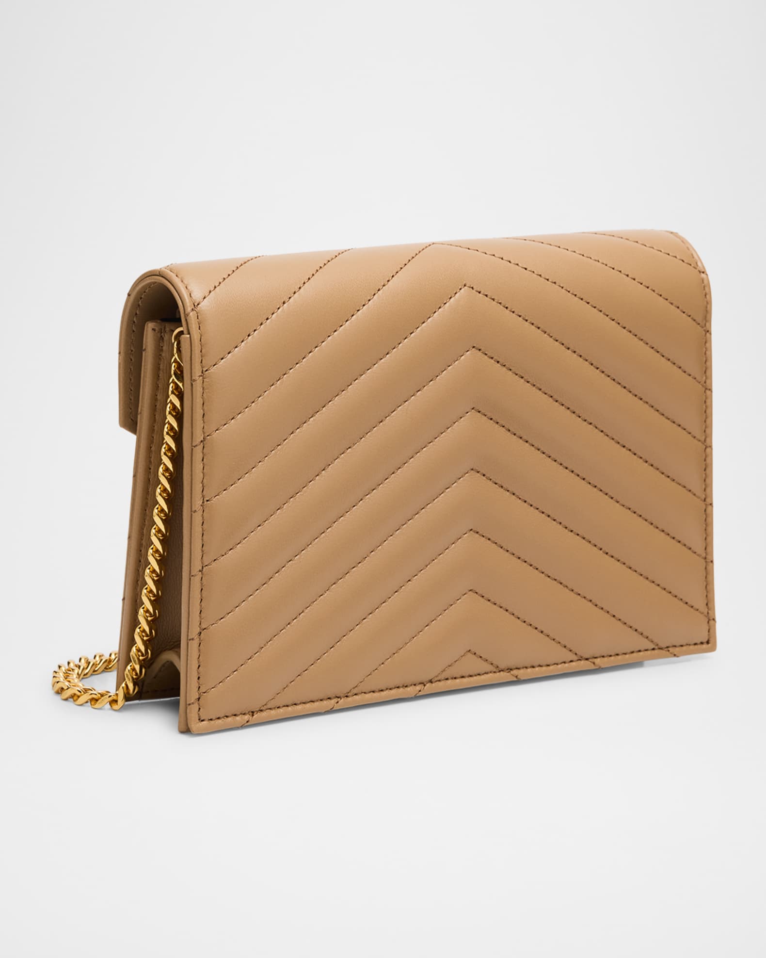 Small YSL Wallet on Chain in Quilted Leather 