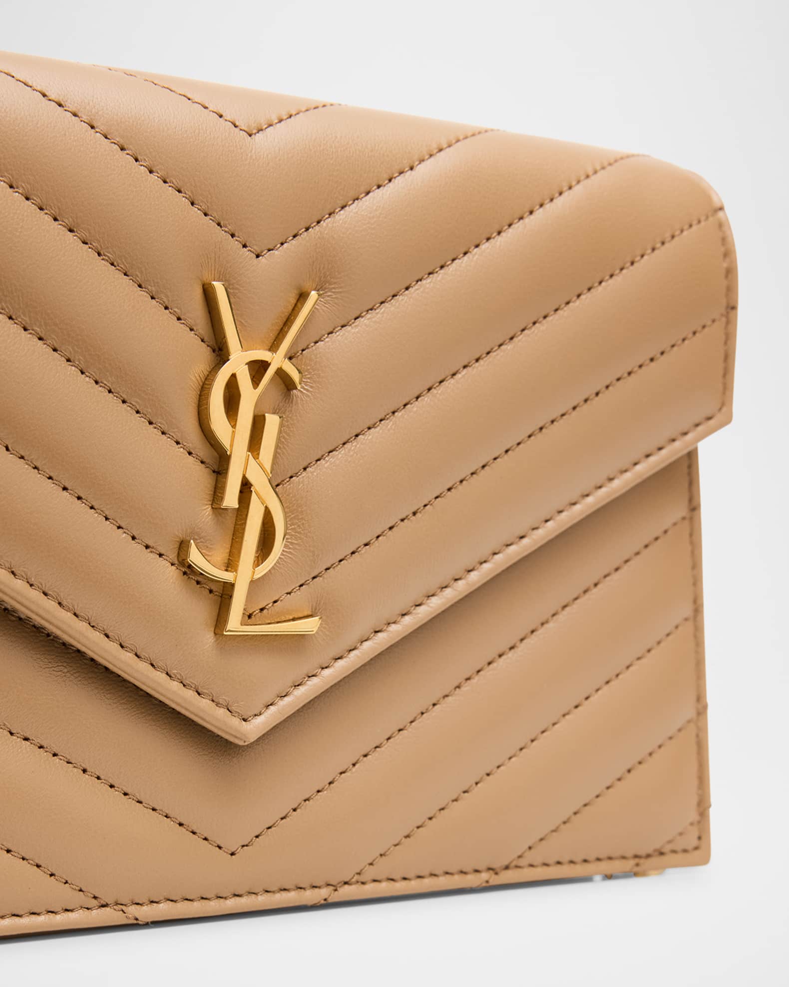 Small YSL Wallet on Chain in Quilted Leather 