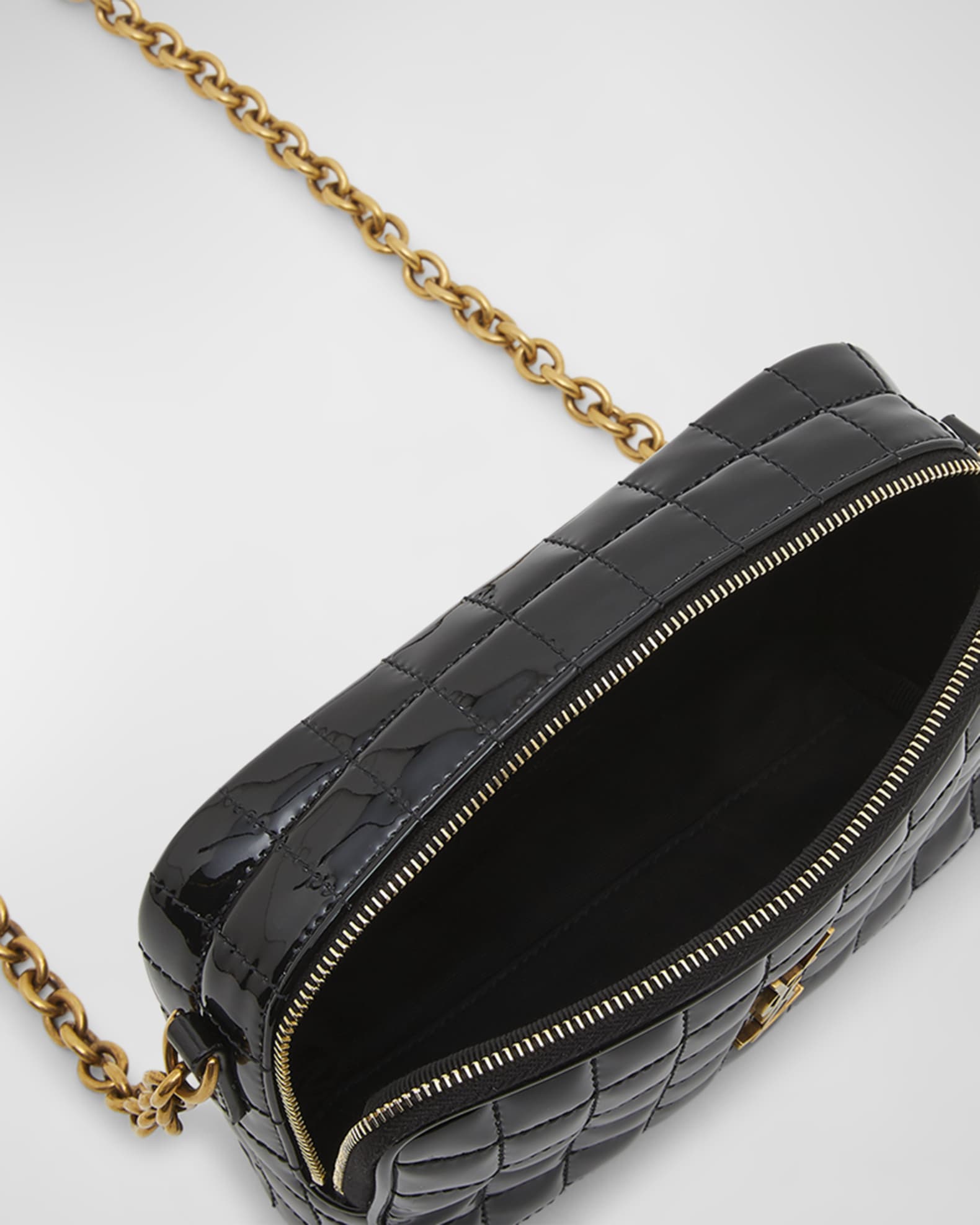 Saint Laurent Cassandre Mini YSL Camera Bag in Quilted Patent Leather Neiman Marcus