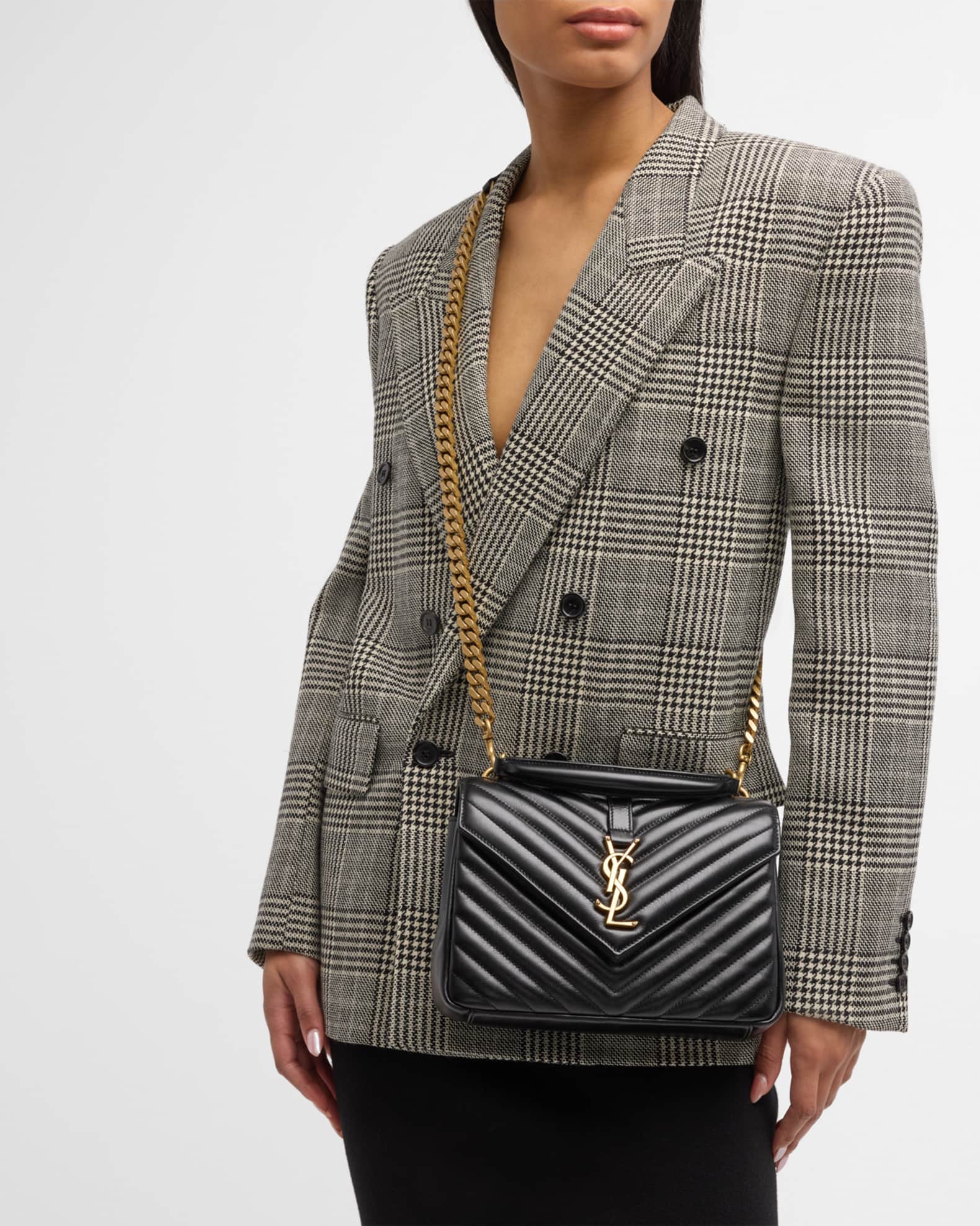 Saint Laurent College Medium YSL Flap Top-Handle Bag in