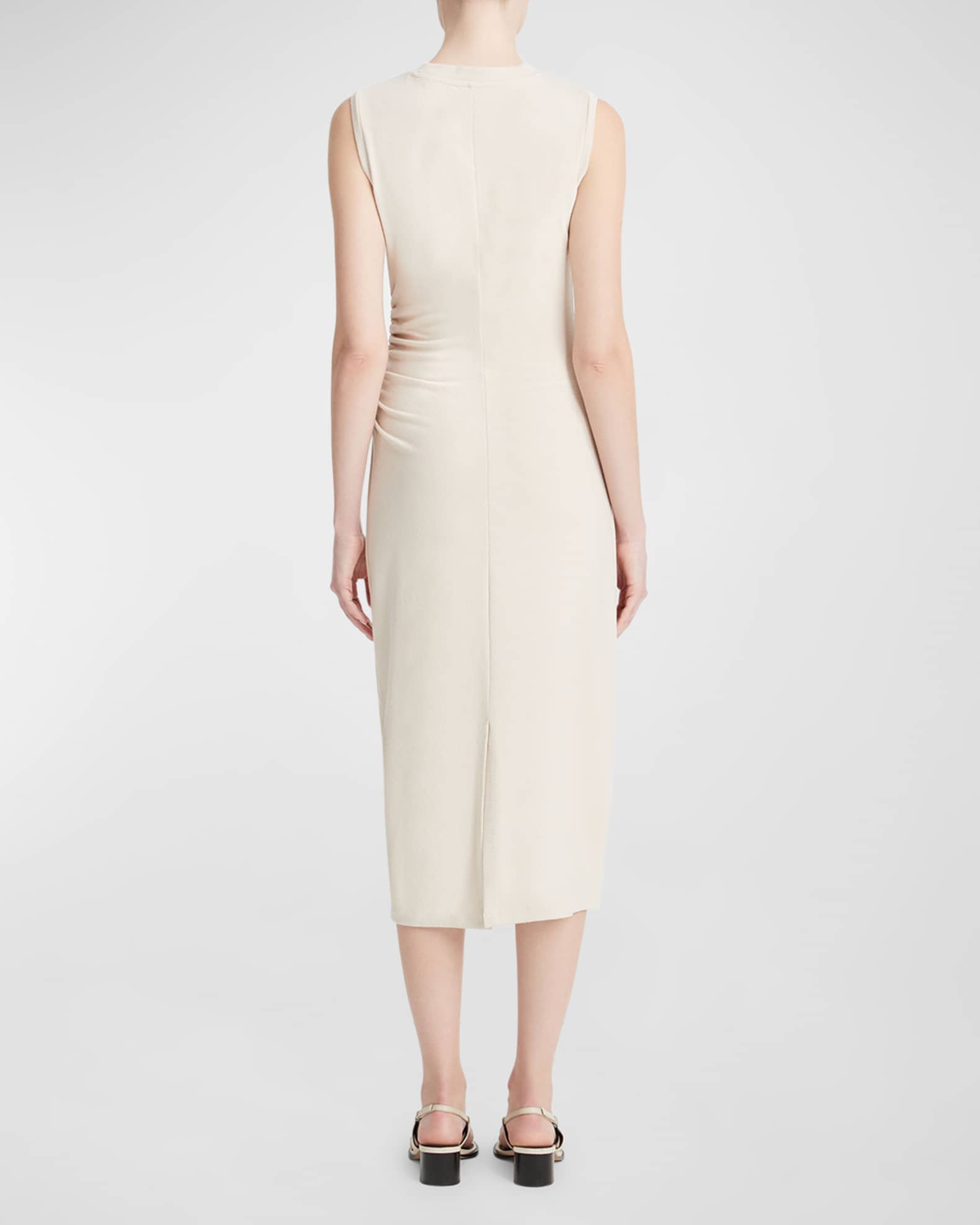 Sleeveless Waist Gathered Midi Dress