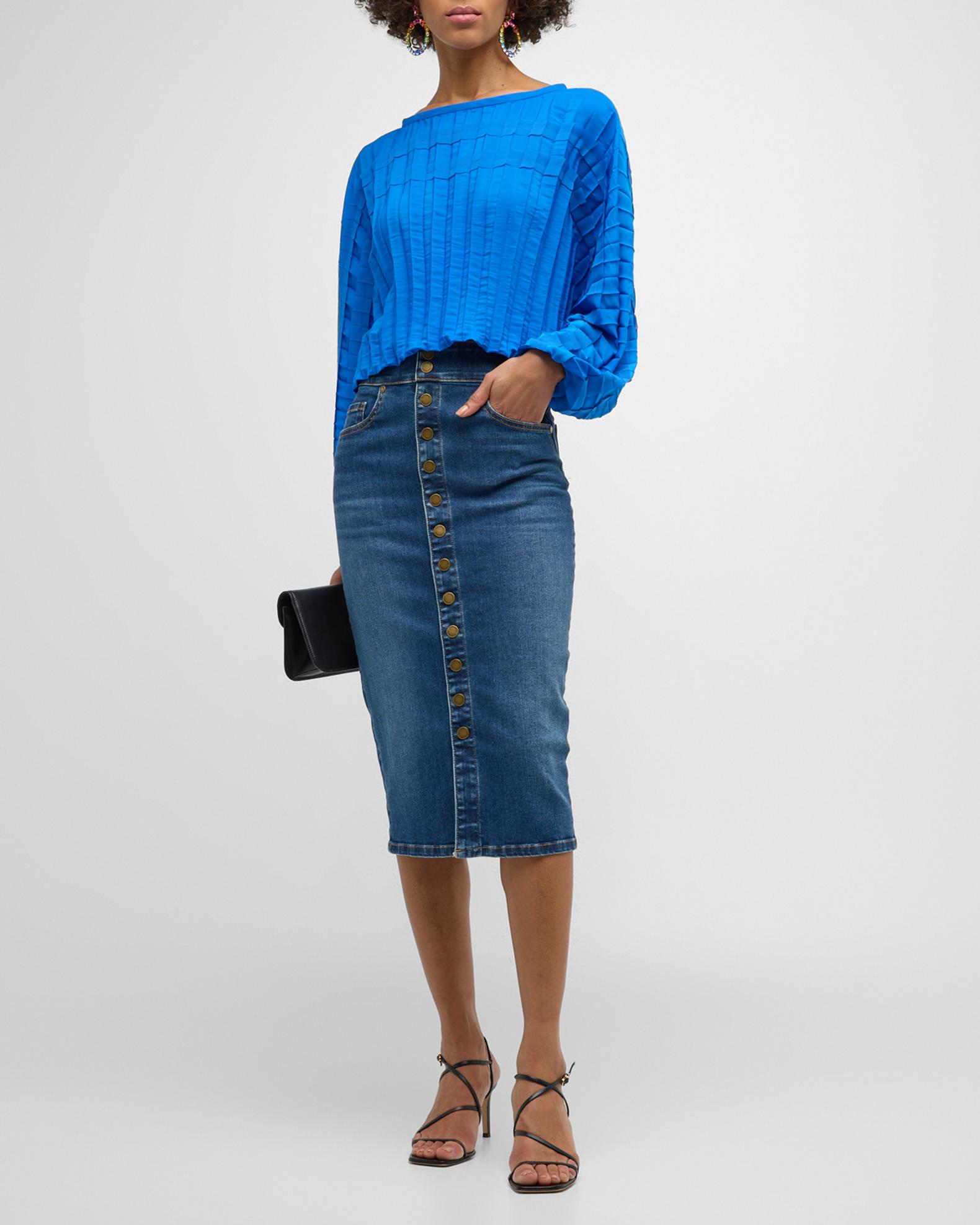 Ramy Brook Karter Denim Midi Skirt | Neiman Marcus