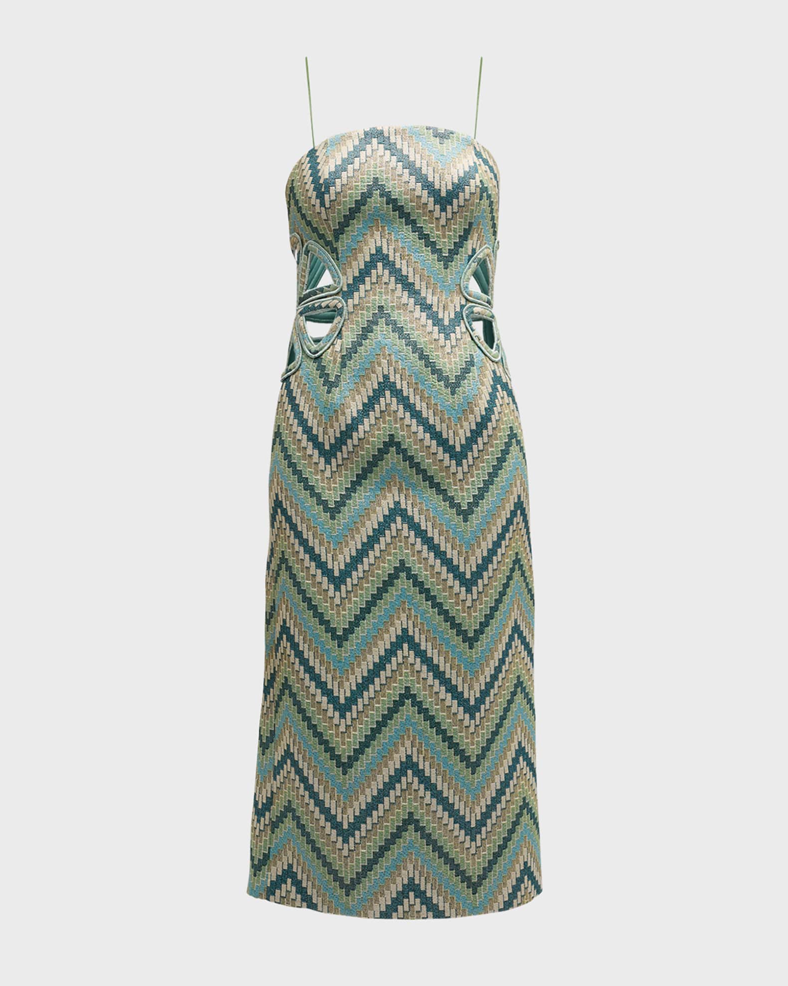 Ramy Brook Clare Chevron Jacquard Cutout Strapless Dress