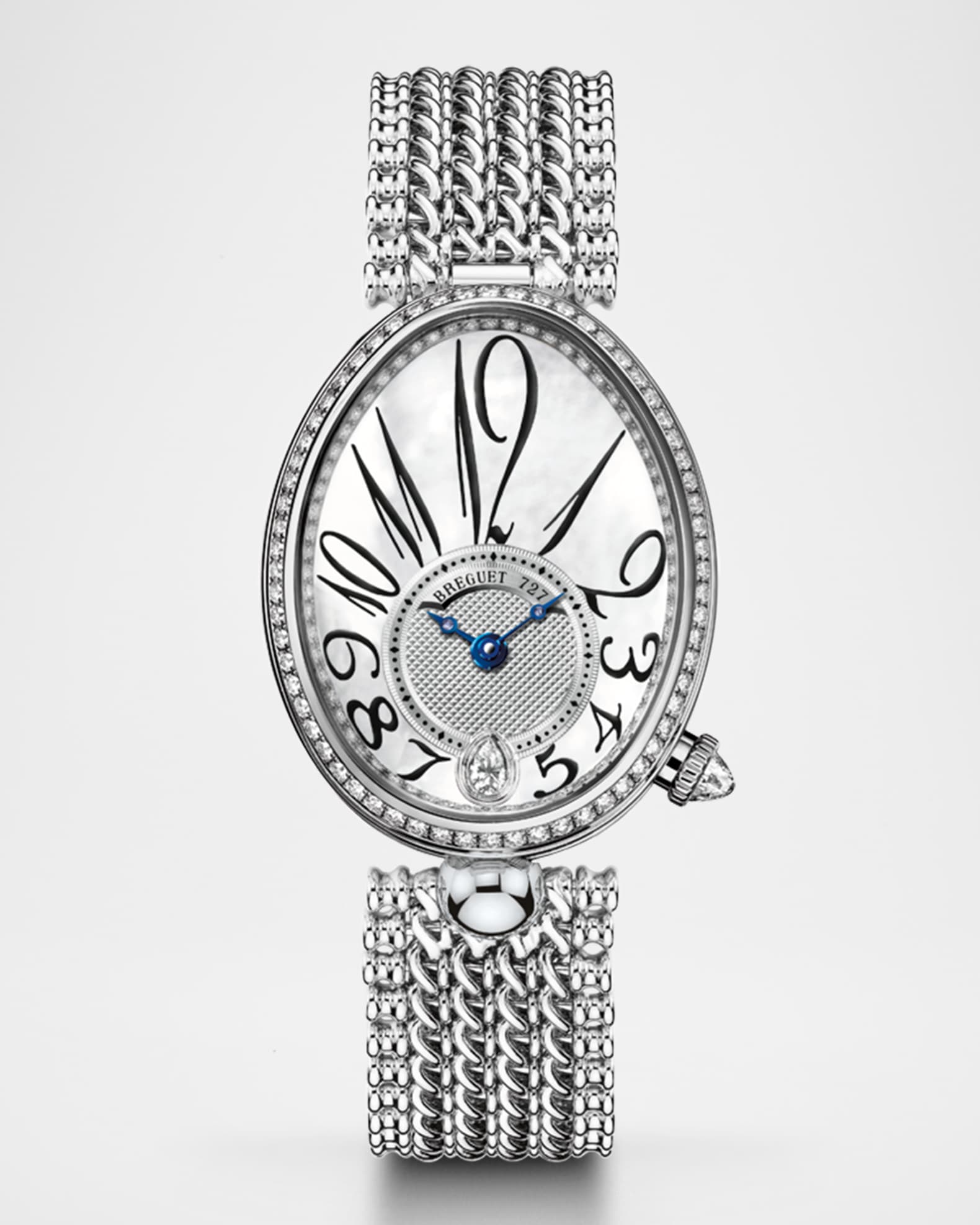 Reine de Naples 18K White Gold 28.5mm Bracelet Watch with Diamonds 0