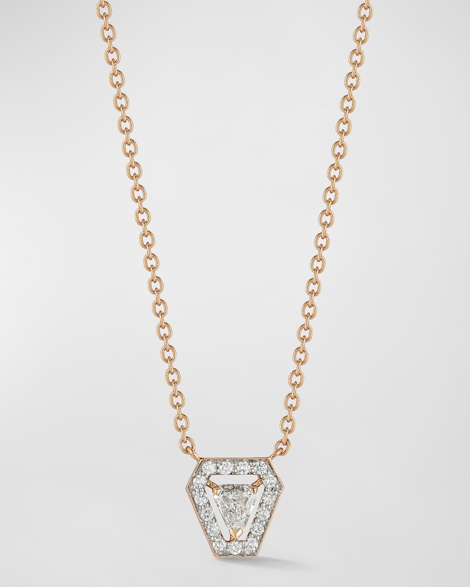 Keynes 18K Rose Gold Diamond Shield Pendant Necklace 0