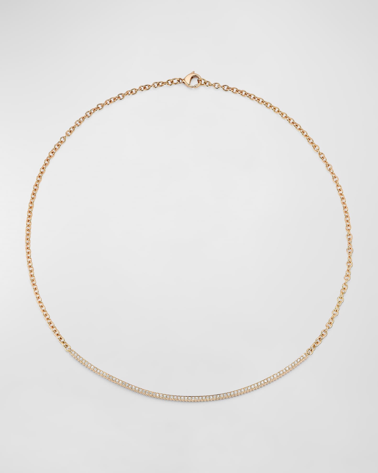Clive 18K Rose Gold and Diamond Fluted Bar Necklace 0