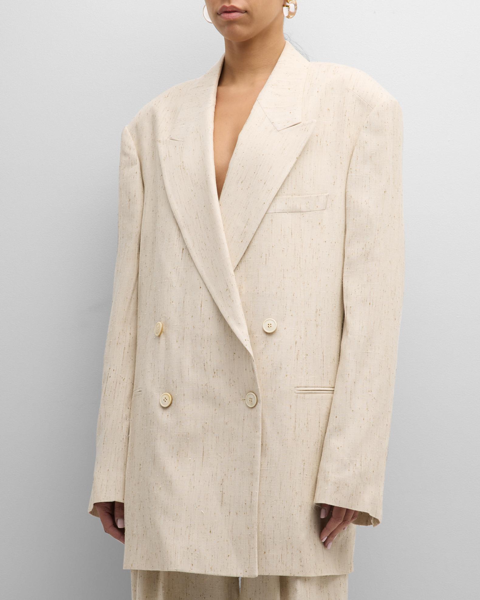 Double-Breasted Silk-Blend Suit | Neiman Marcus