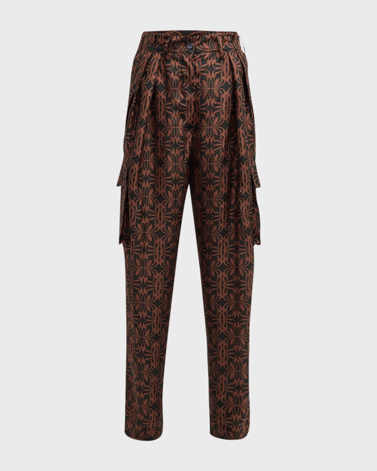 Polkar Geo Silk Straight-Leg Pants 1
