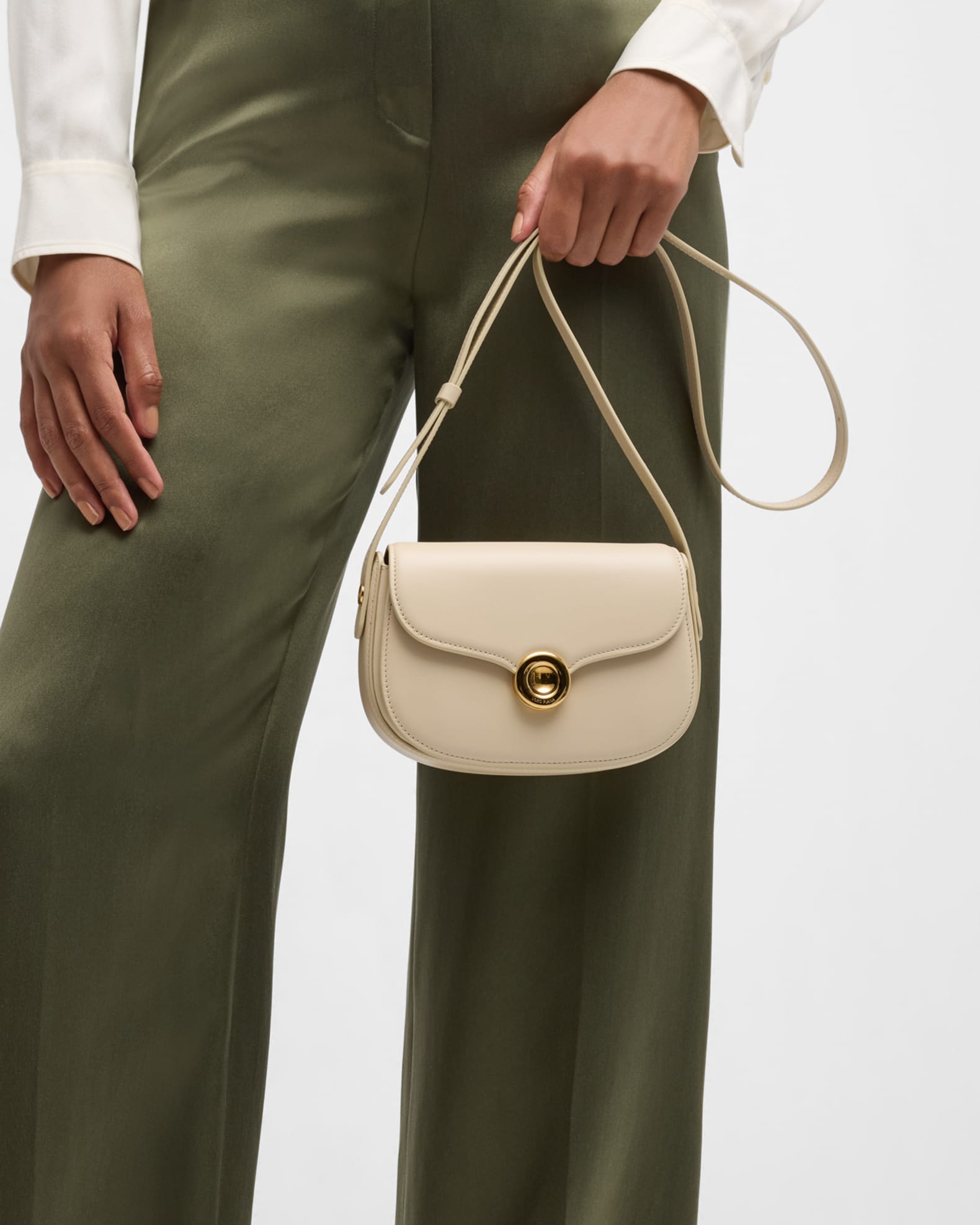 ショルダーバッグ・ポシェット Loro Piana Ghiera Small Bag In Smooth Leather Small Ghiera bag Smooth Calfskin Dark Lichen Green/Kummel