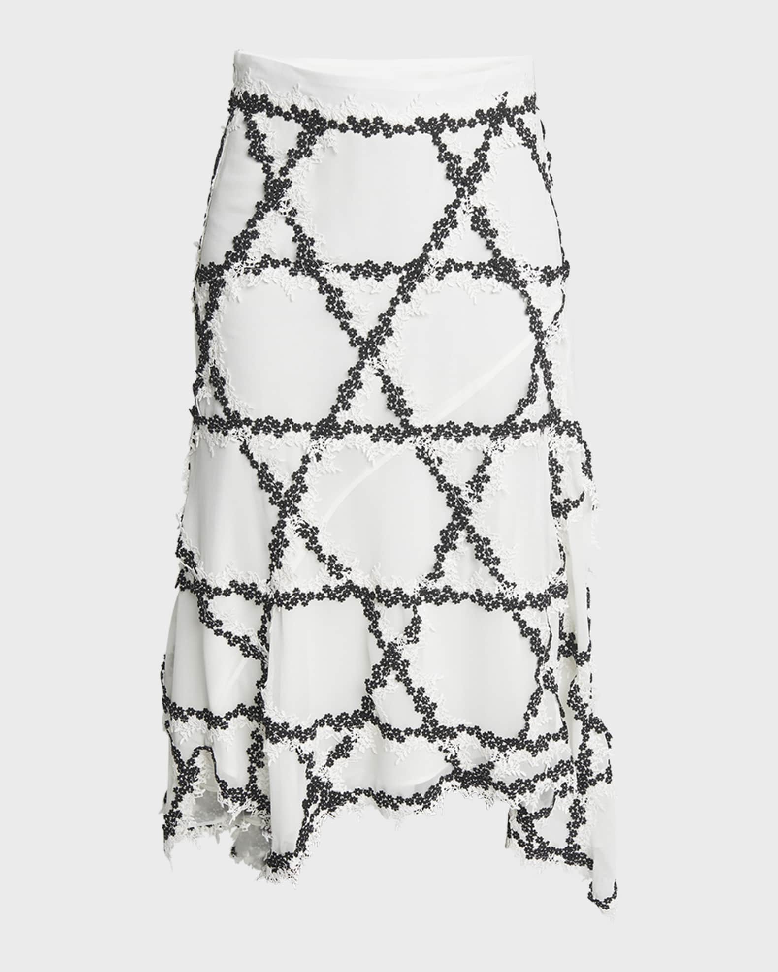 Koche Flared Lace Midi Skirt