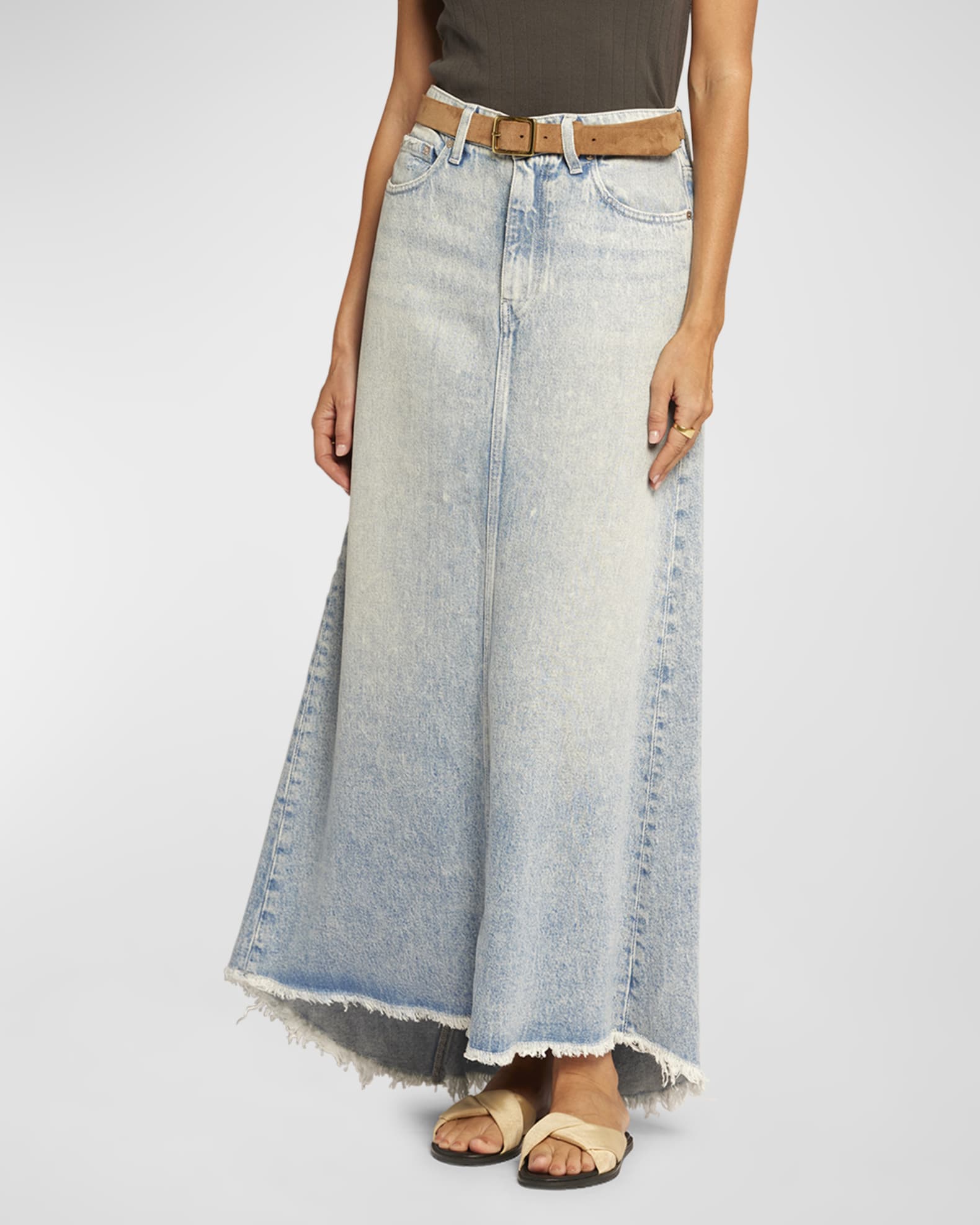 Current/Elliott The Megan Denim Maxi Skirt | Neiman Marcus