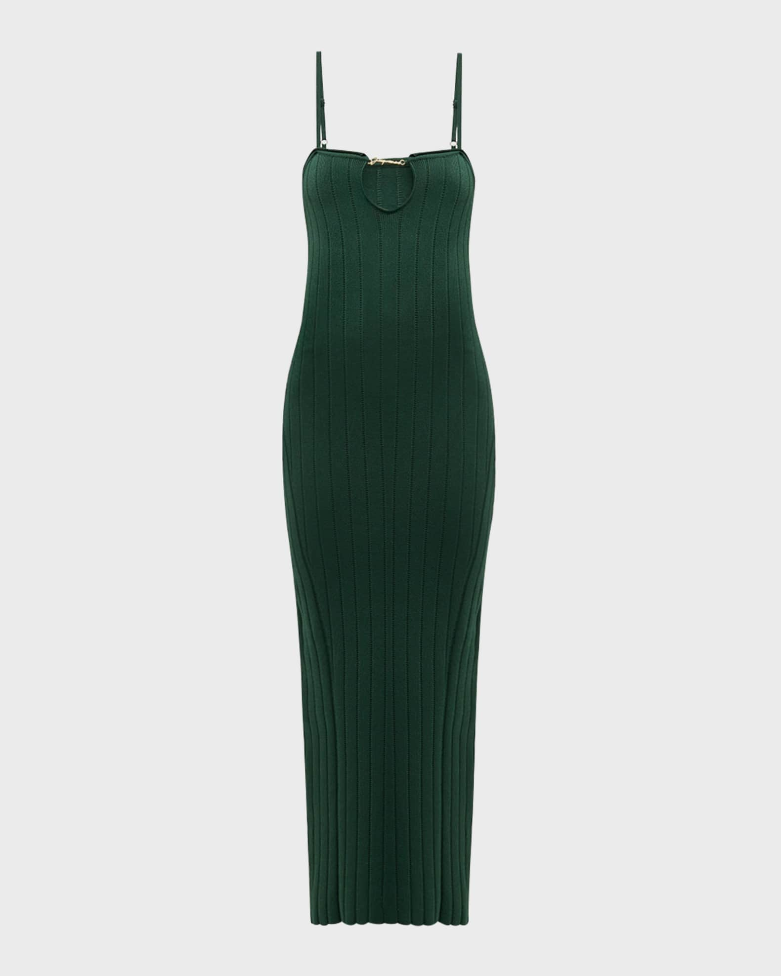 Balmain ribbed-knit midi dress - Green