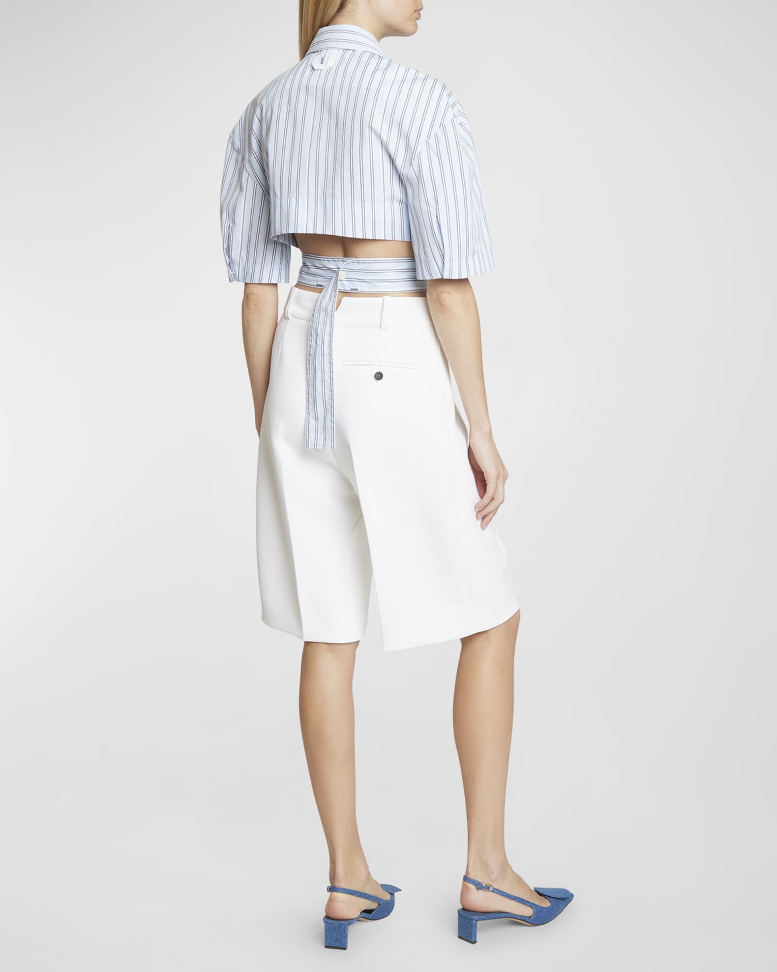 Straight-Leg Bermuda Shorts in twill with pleats
