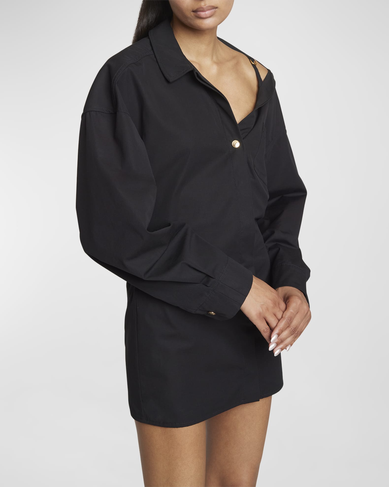 Jacquemus La Mini Robe Chemise Button-Front Mini Dress