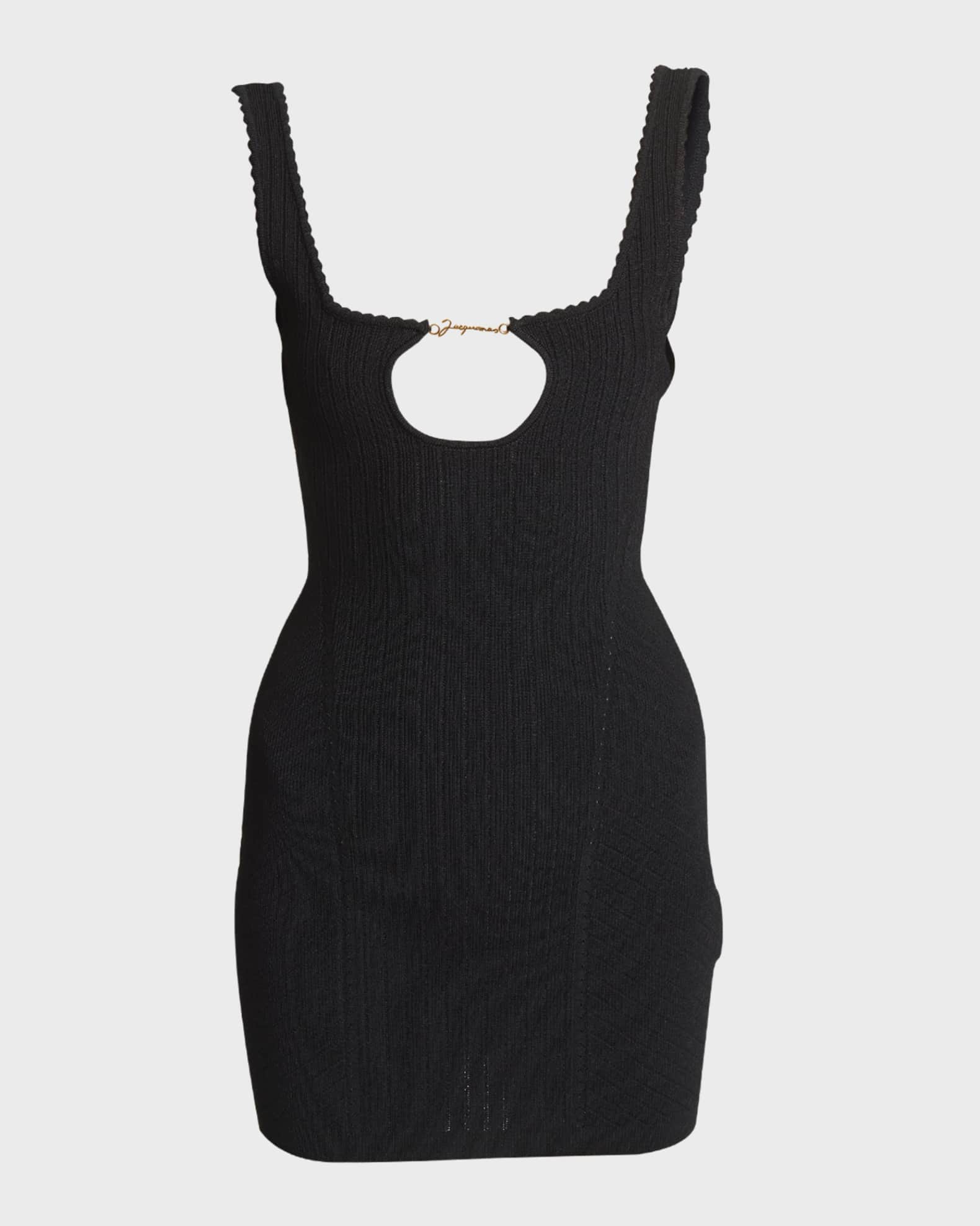 Jacquemus Sierra Logo Script Cutout Sleeveless Rib Mini Dress
