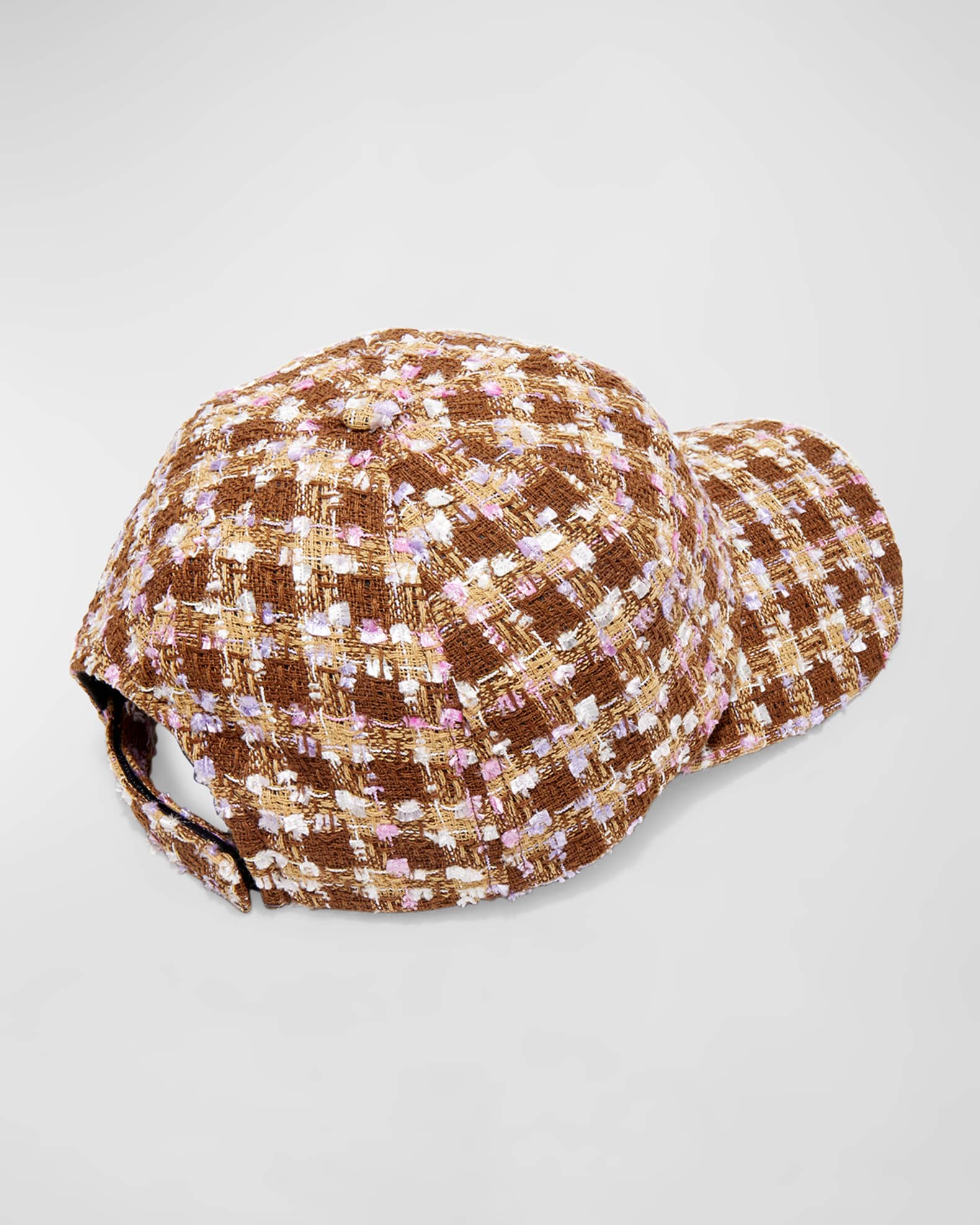 Brown Tweed Boucle Baseball Hat  1
