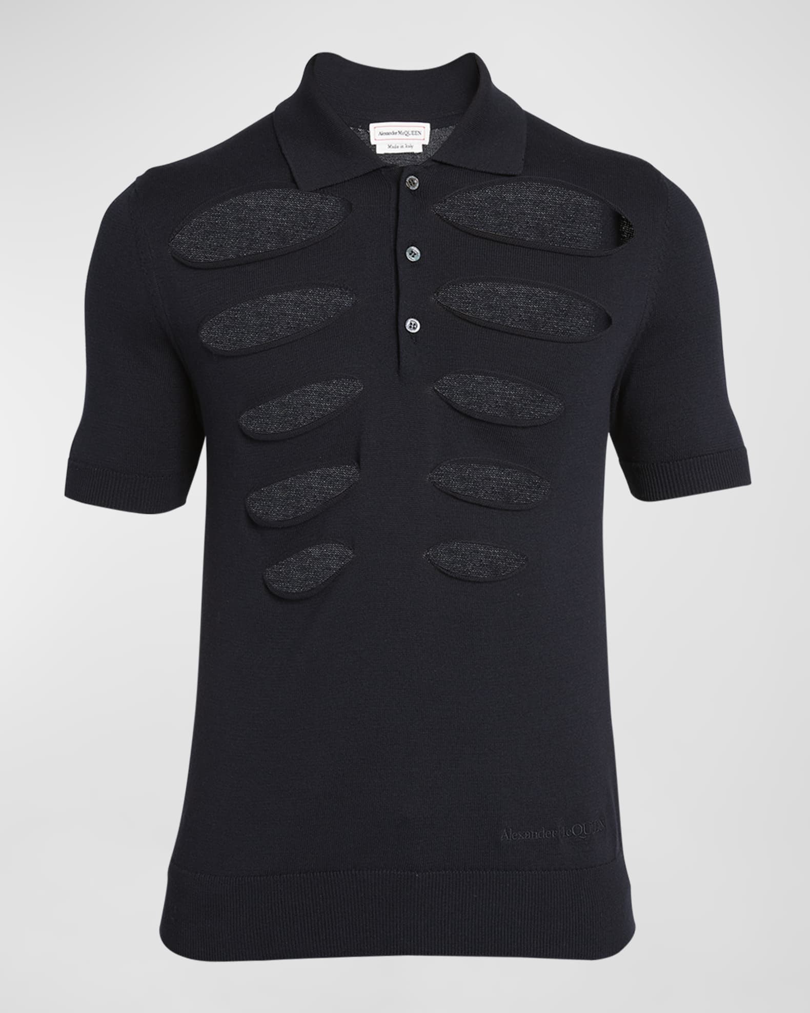 McQueen Men's Slit Cotton Polo Shirt | Neiman Marcus