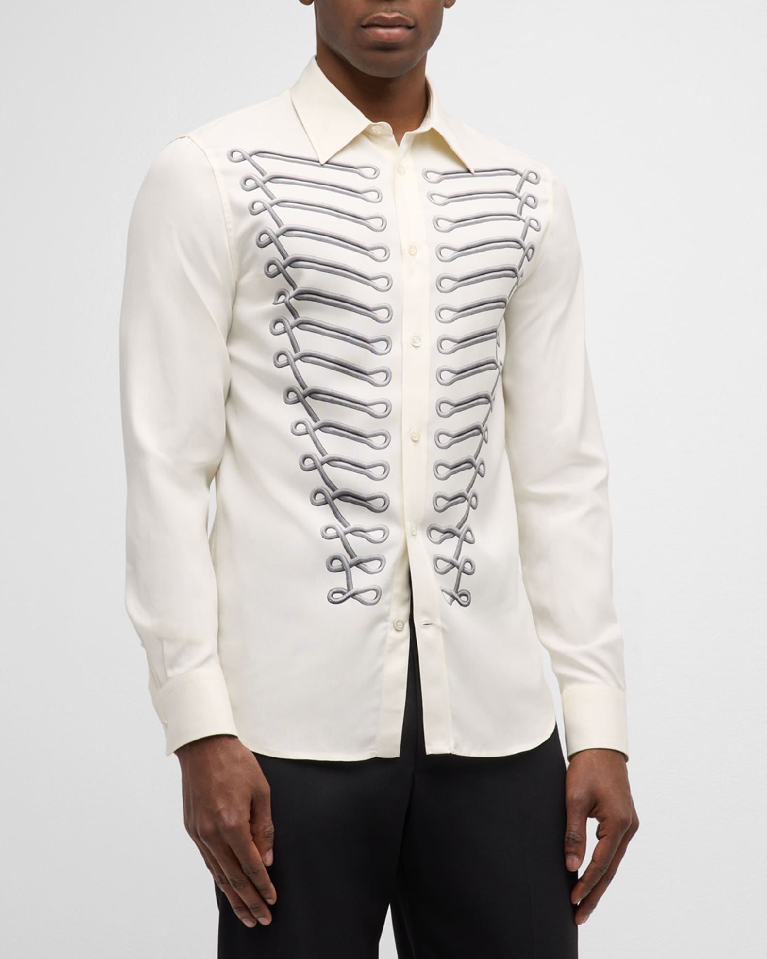 Balmain embossed-buttons silk shirt - White