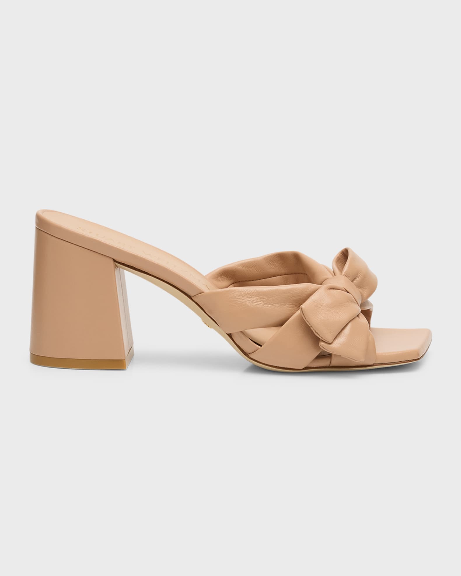 Stuart Weitzman Sofia Leather Bow Mule Sandals