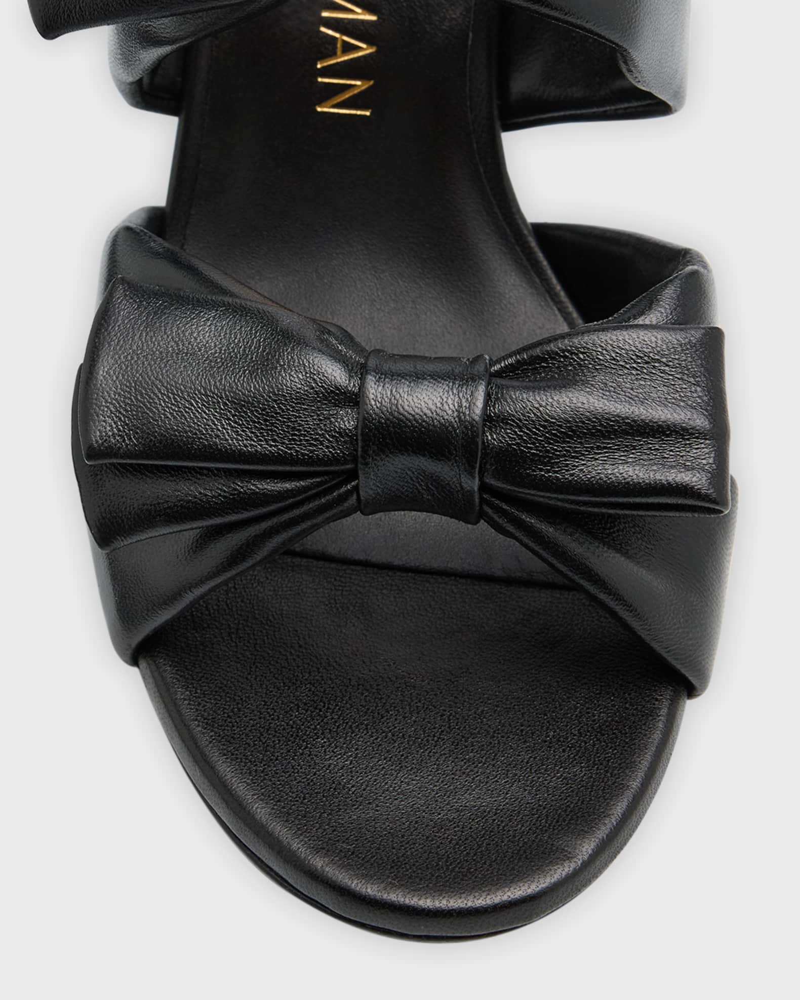 Stuart Weitzman Sofia Leather Bow Slide Sandals Neiman Marcus
