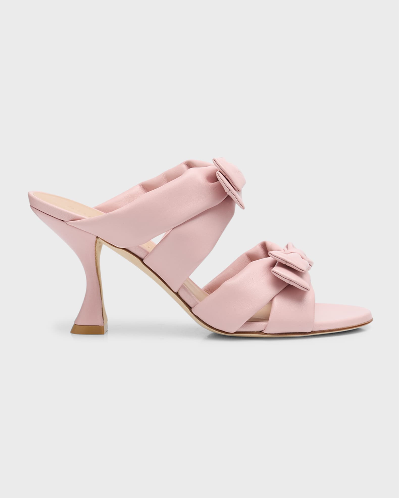 Stuart Weitzman Sofia Leather Bow Slide Sandals