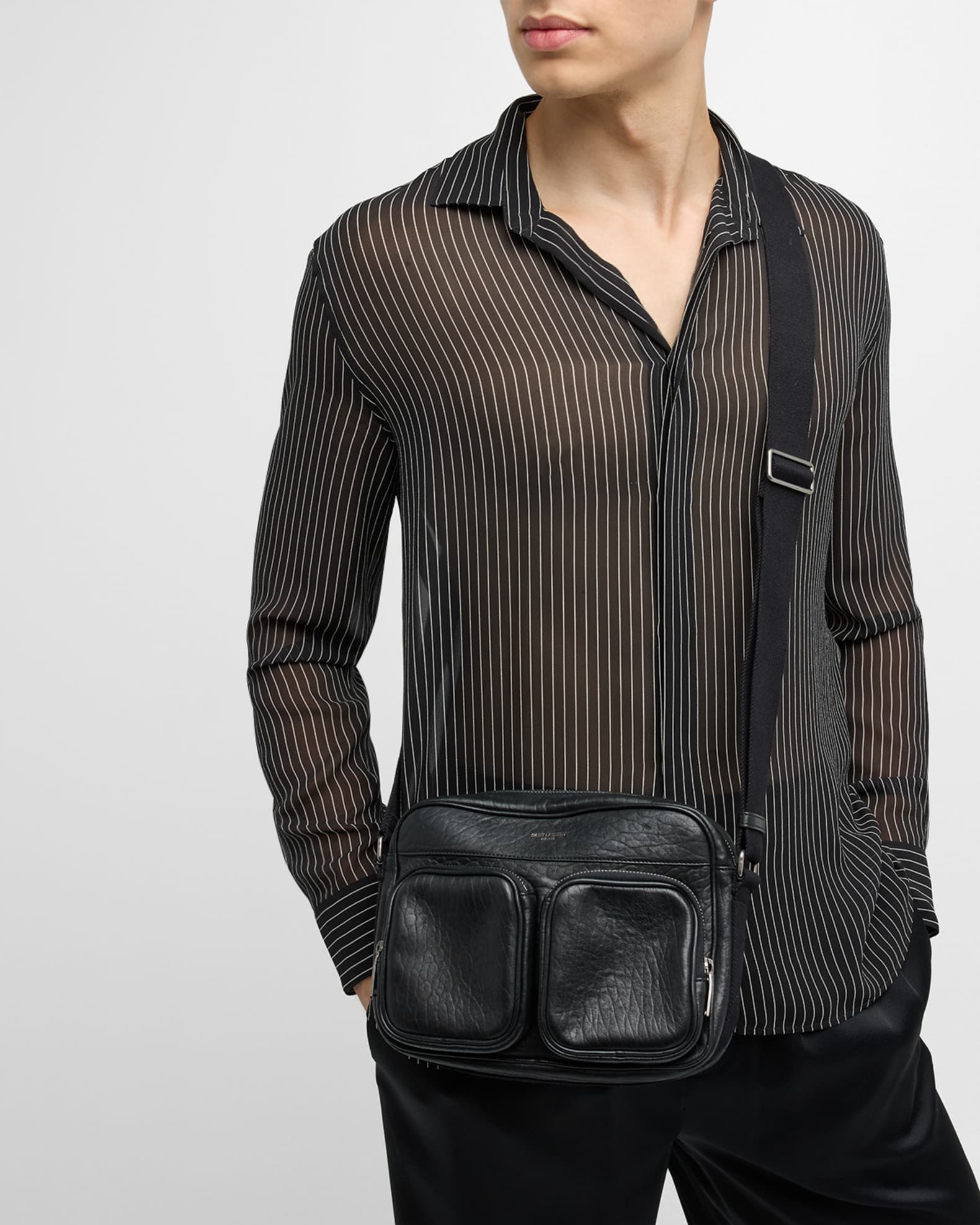 Saint Laurent Men's New City Grained Leather Camera Bag