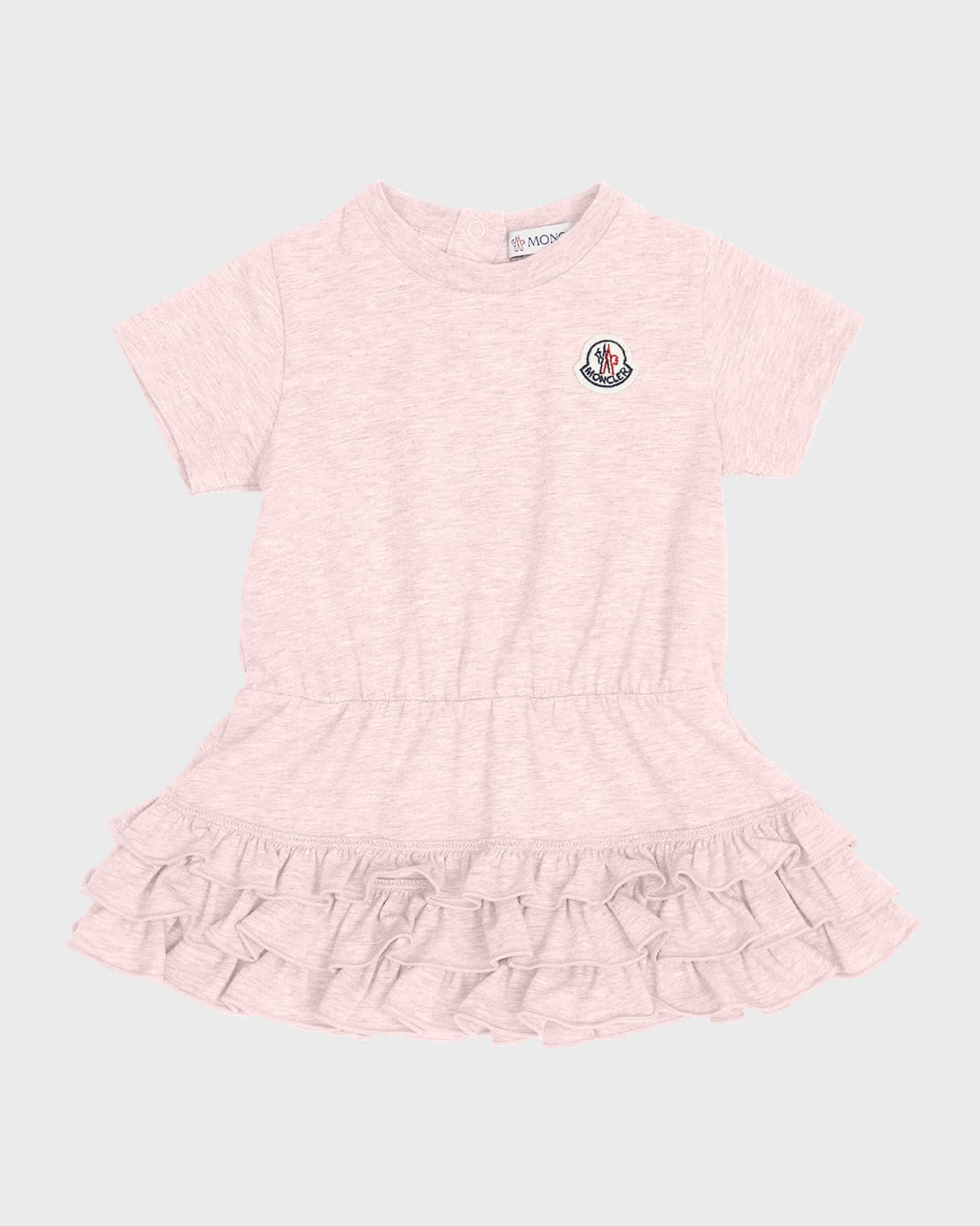 Moncler Girl's Ruffle-Skirt Short-Sleeve T-Shirt Dress, SIze 6M-3