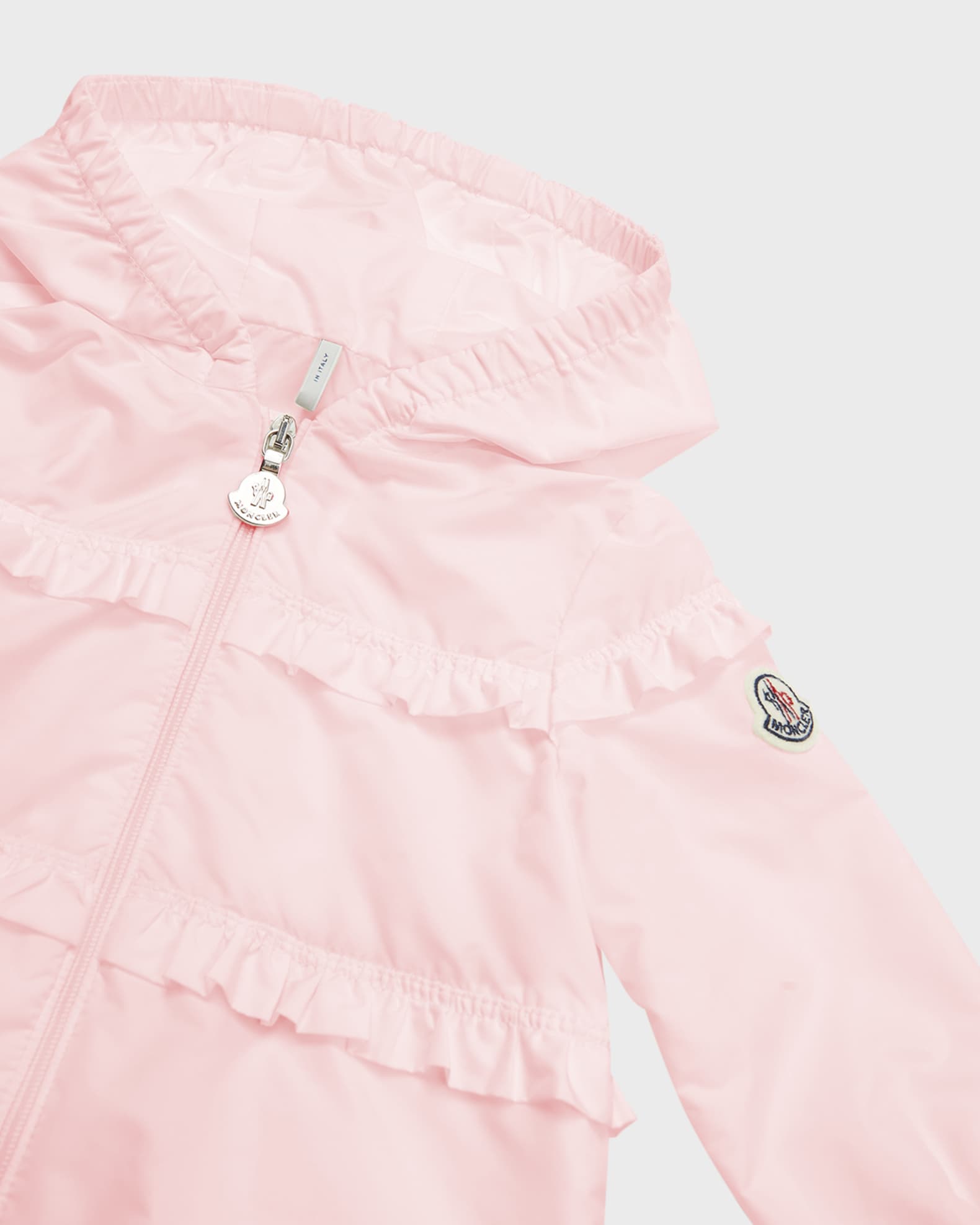 Moncler Girl's Ruffle Hooded Track Jacket, Size 12M-3 | Neiman Marcus
