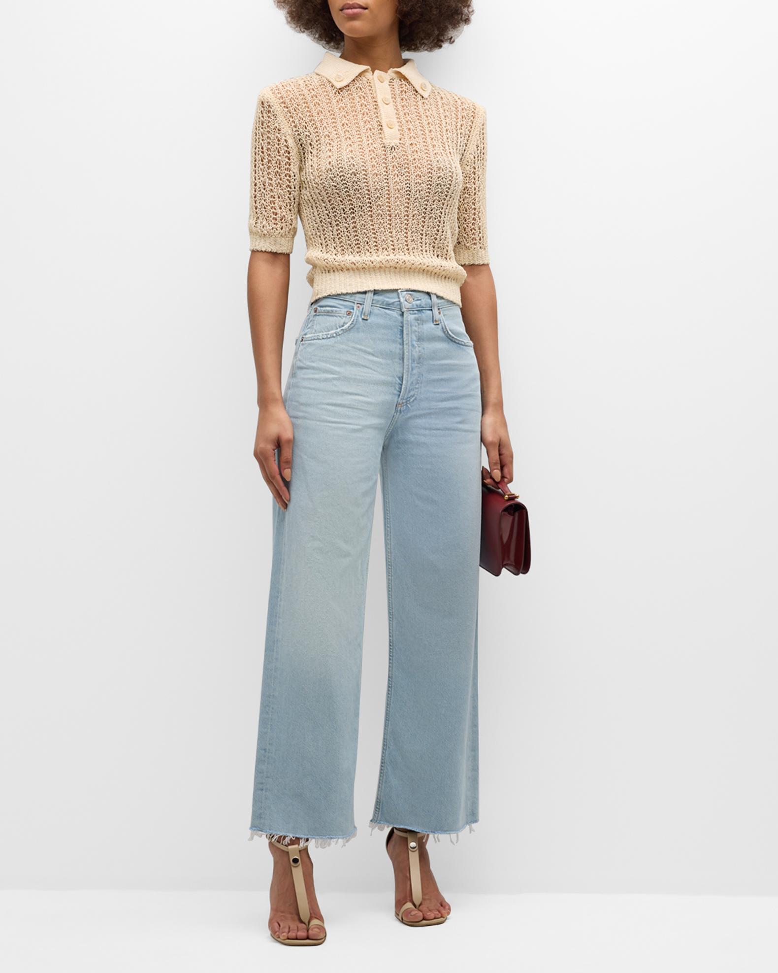 RECTO Net Cropped Polo Shirt | Neiman Marcus