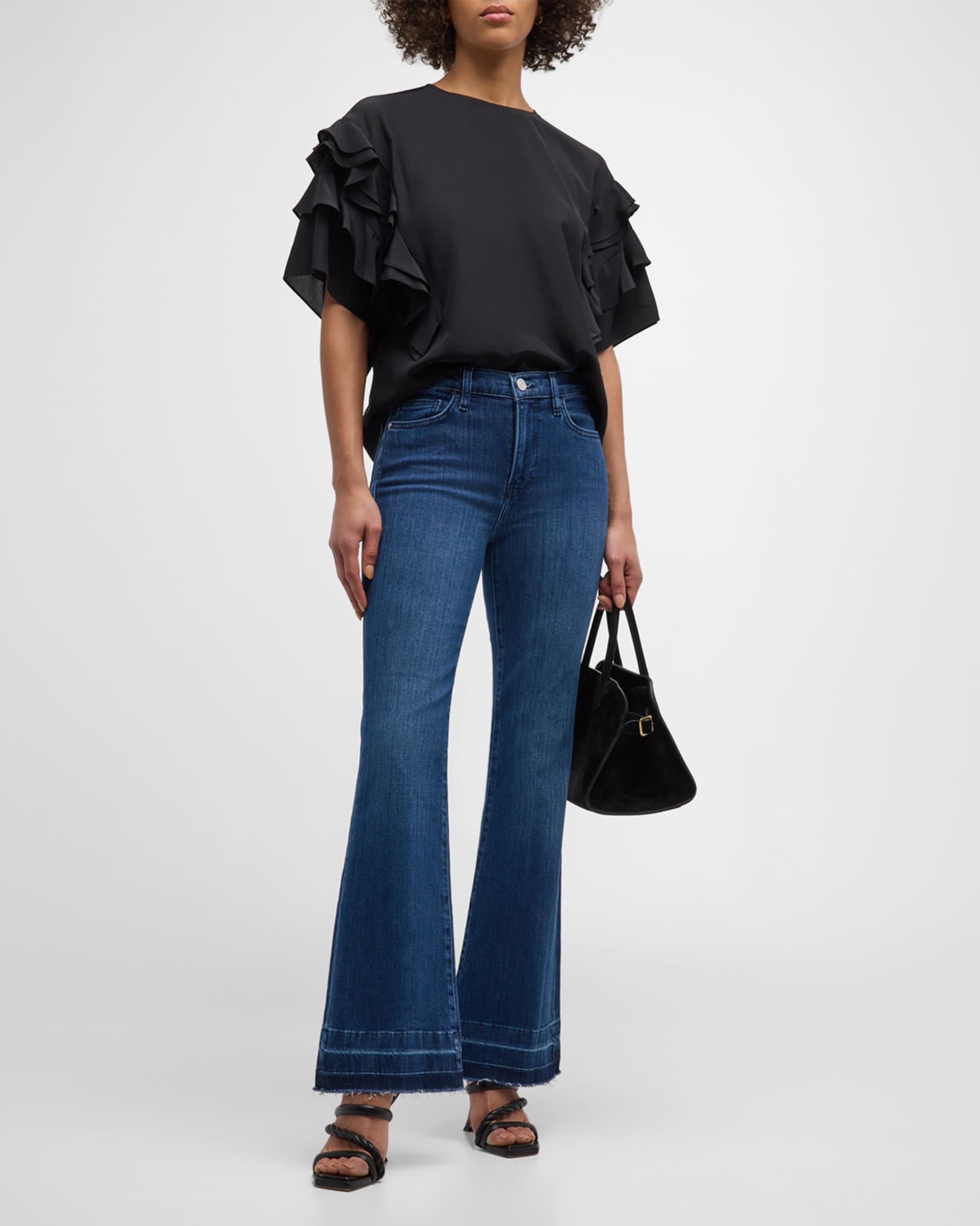 FRAME Ruffle Sleeve Blouse Neiman Marcus