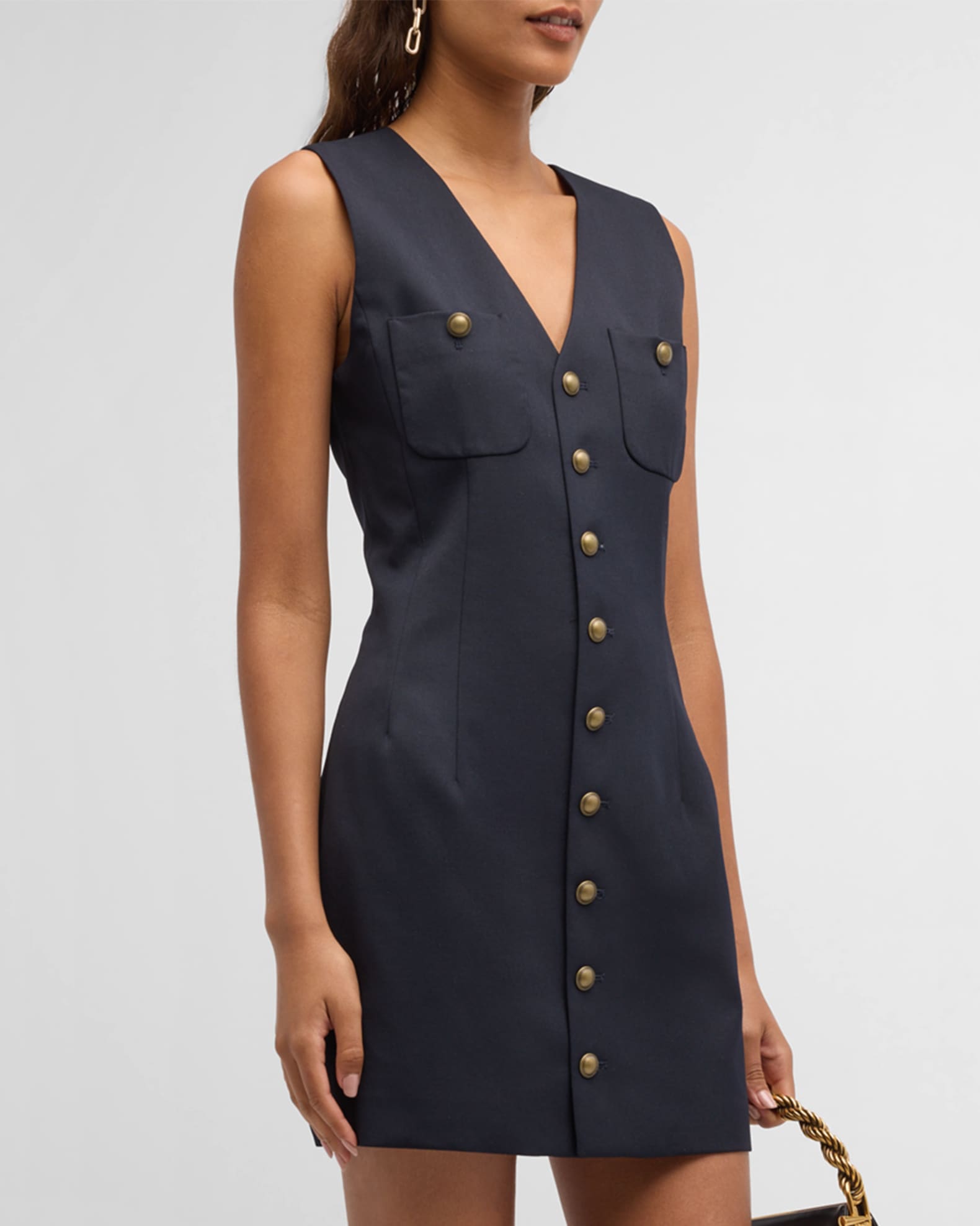 FRAME Tailored Button-Front Mini Dress | Neiman Marcus